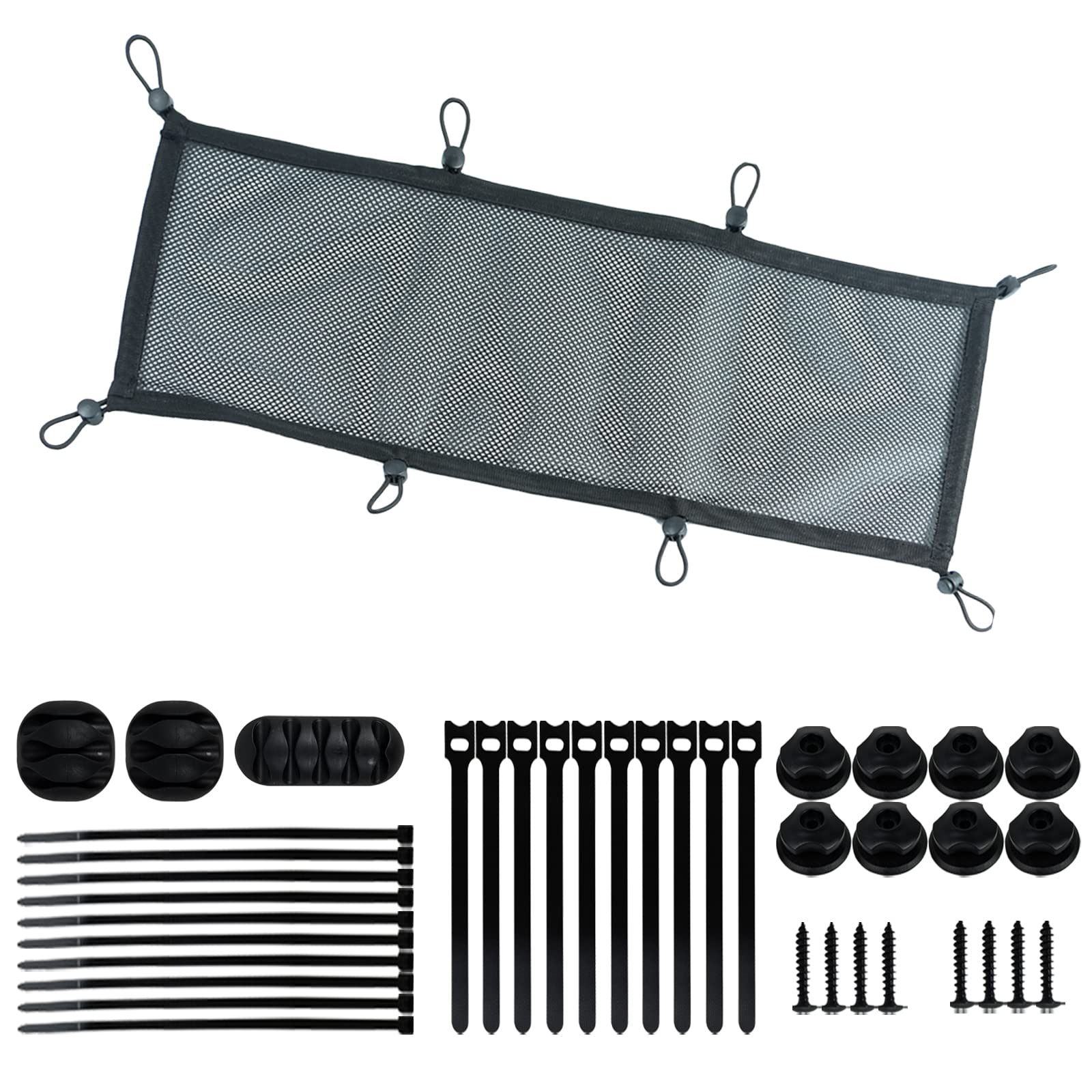 Cable Management Net Under Desk, 39Pcs Extra Large Cable Net, Flexible Privacy Mesh Cable Management Net, Under Desk Net, Invisi