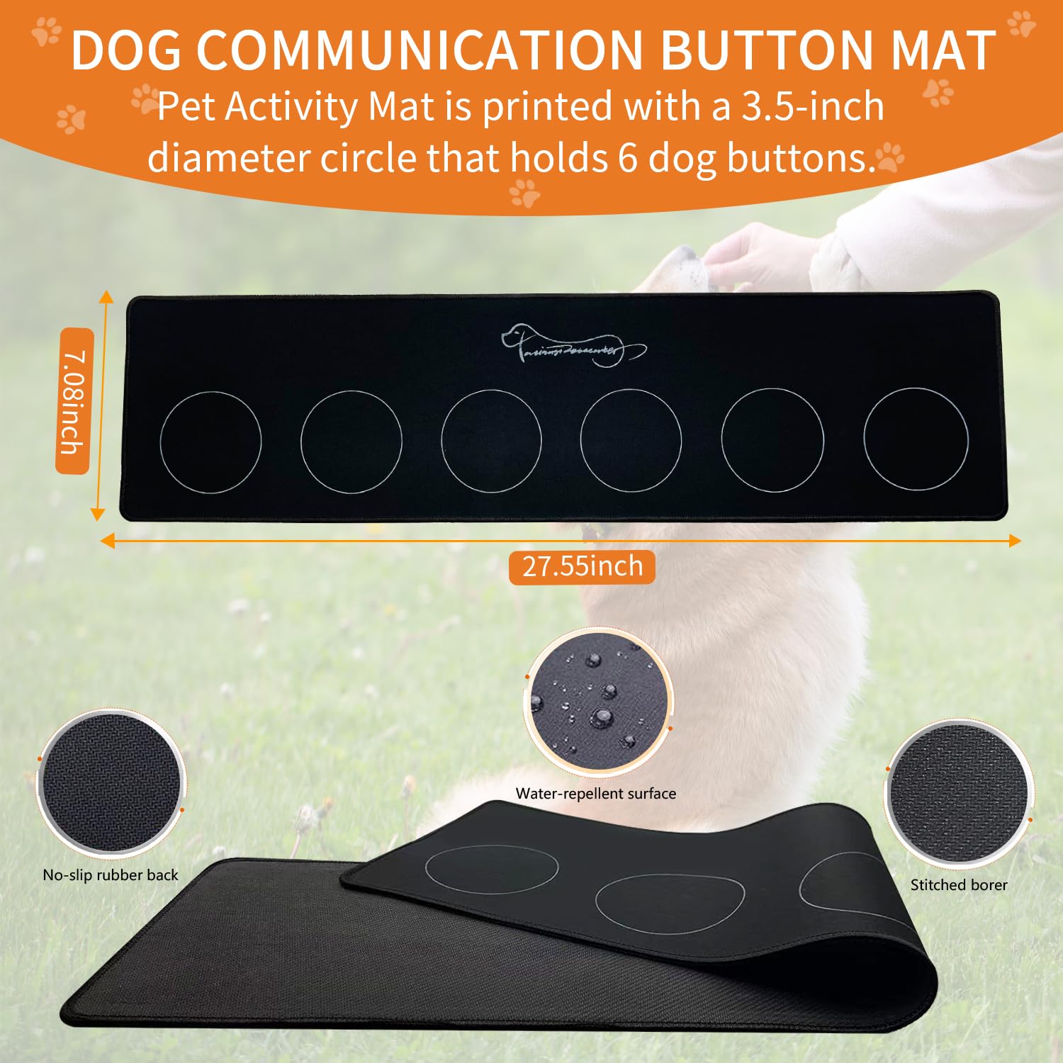 Ribosy Set Of 6 Recordable Buttons With Rubber Mat And 50 Training Stickers, Dog Buttons For Communication   Record& Playback Yo