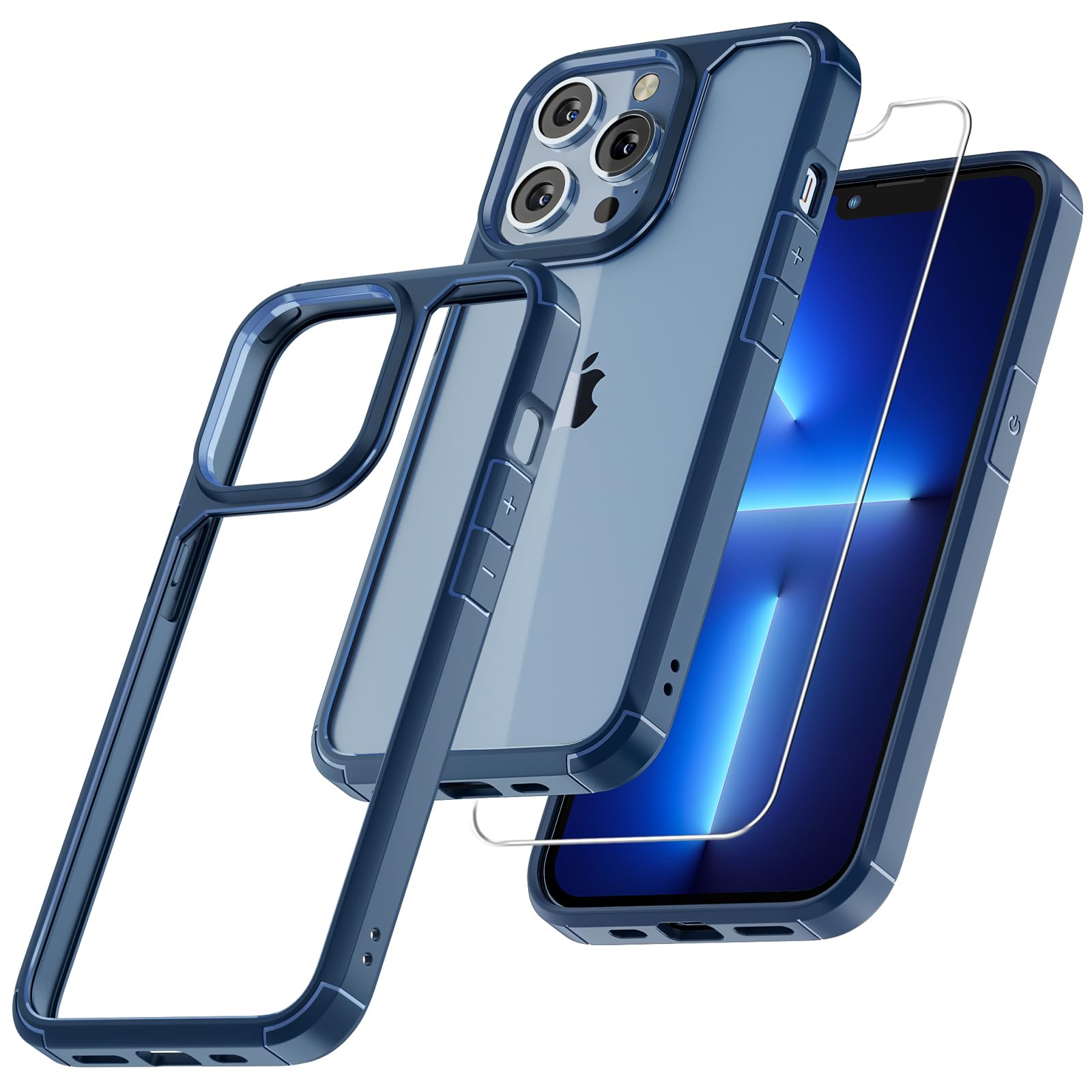 Tauri 5 In 1 For Iphone 13 Pro Max Case Blue, [Military Grade Drop Protection] Slim Shockproof Phone Lanyard Case 6.7 Inch