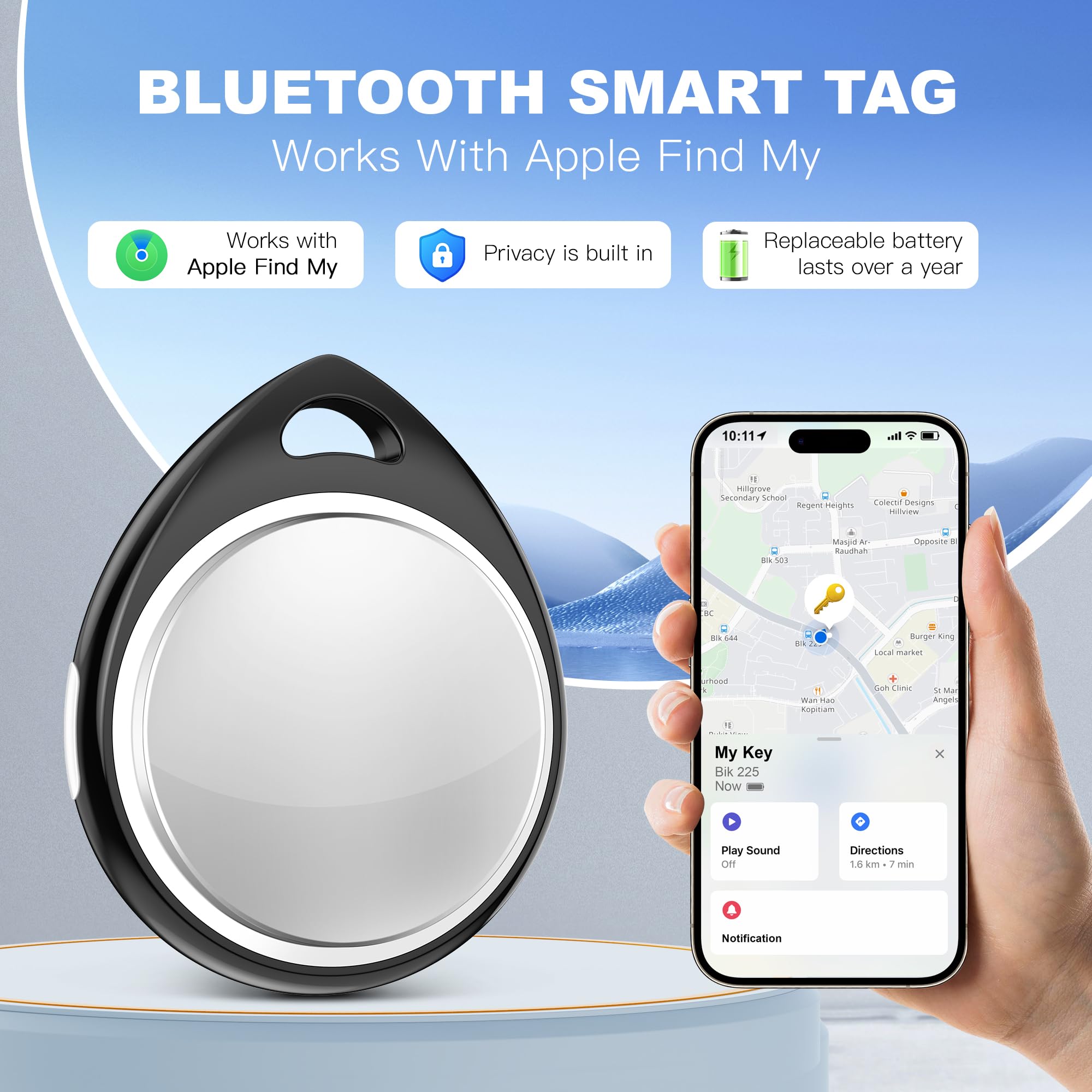 Air Tags-4 Pack Item Finders Work For Apple Find My (Ios Only) App Tracker Tag For Kids, Luggage, Keys, Backpack, Etc, Black+Bla