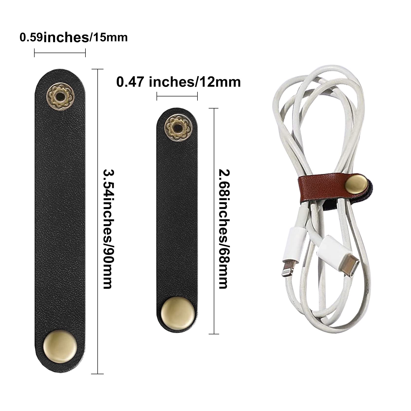 Viaky 60Pcs Pu Leather Cable Reusable Straps 2Sizes 3Colors Portable Tie Earphone Holder Keeper Usb Winder Cord Organizer Clips