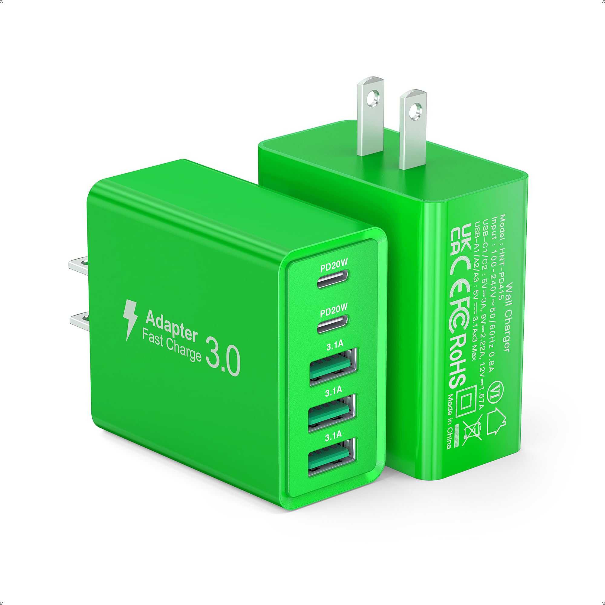 Usb C Wall Charger, 50W Usb C Charger Block 5 Port Pd Fast Charging Blocks,Usb A Multiport Plug Brick Cube,Dual Type C Power Ada