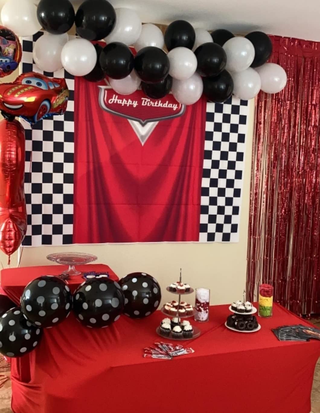 Red Car Racing Competition Backdrop Competition Car Racing Check Flag Background Kids Boy Birthday Party Photography Banner Supe