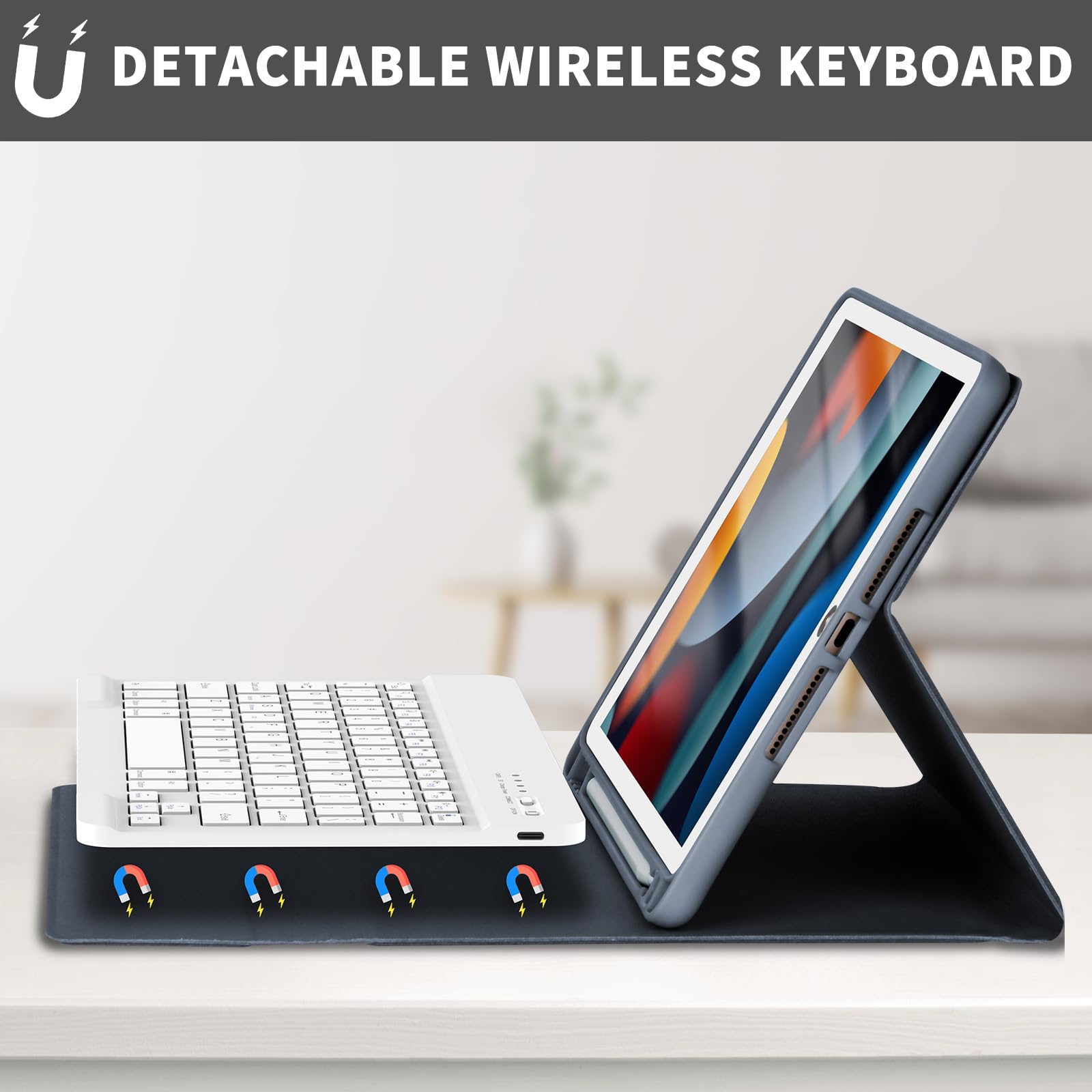 Kbcase Keyboard Case For Ipad 9Th/8Th/7Th Generation 2021/2020/2019, Compatible With Ipad Air 3/Pro 10.5, Detachable Bluetooth K