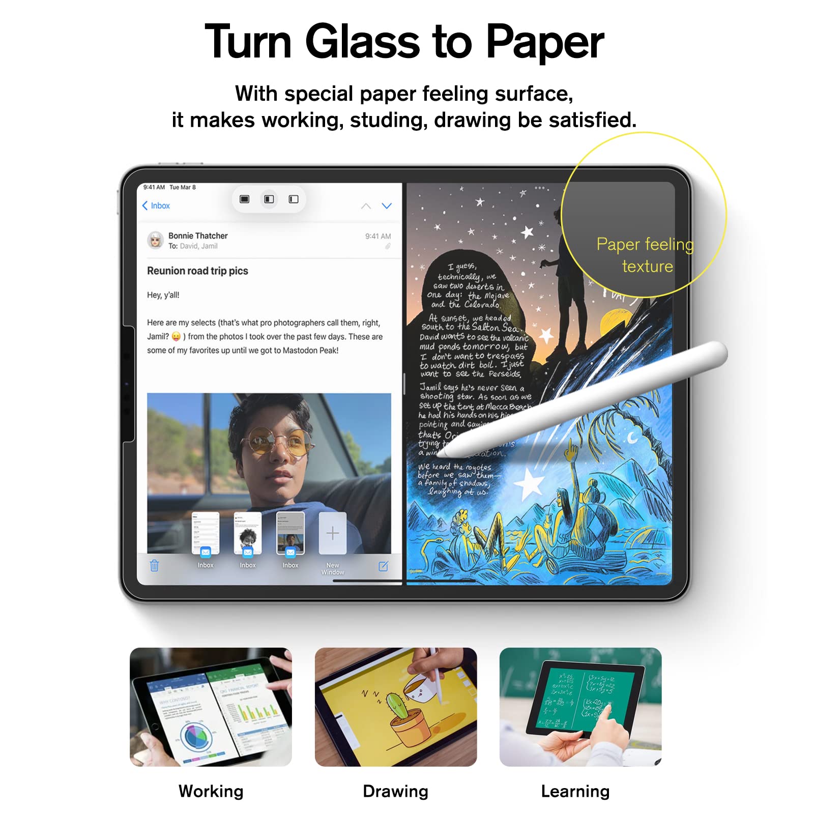 Hocents. Paperfeel Glass Screen Protector Compatible With Ipad Pro 12.9 6Th / 5Th / 4Th / 3Rd Generation (2022/2021 / 2020/2018)