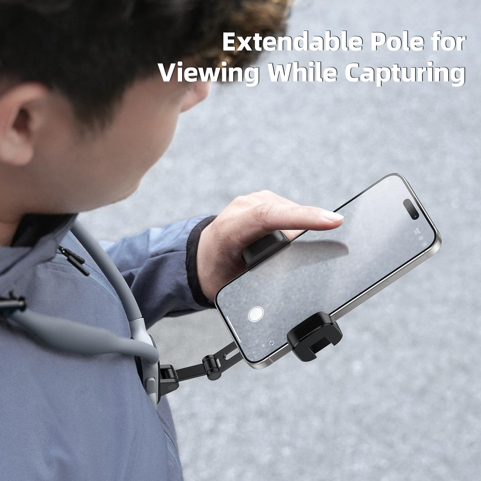 Telesin Neck Phone Holder Pov/Vlog Neck Mount For Phones With Phone Clip, Hands Free Phone Neck Holder W Chest Strap Neck Selfie