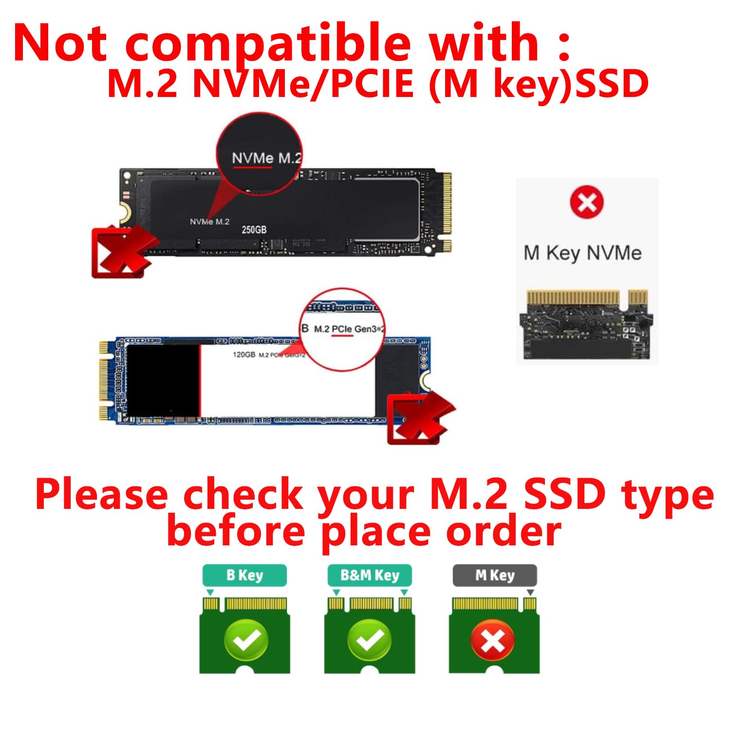 Eluteng M.2 Sata To Sata Adapter (Not Support Nvme/M.2 Pcie) Msata And B Key/B&M Key M.2 Ngff Sdd To 2.5'' Sata Iii 2 In 1 Conve