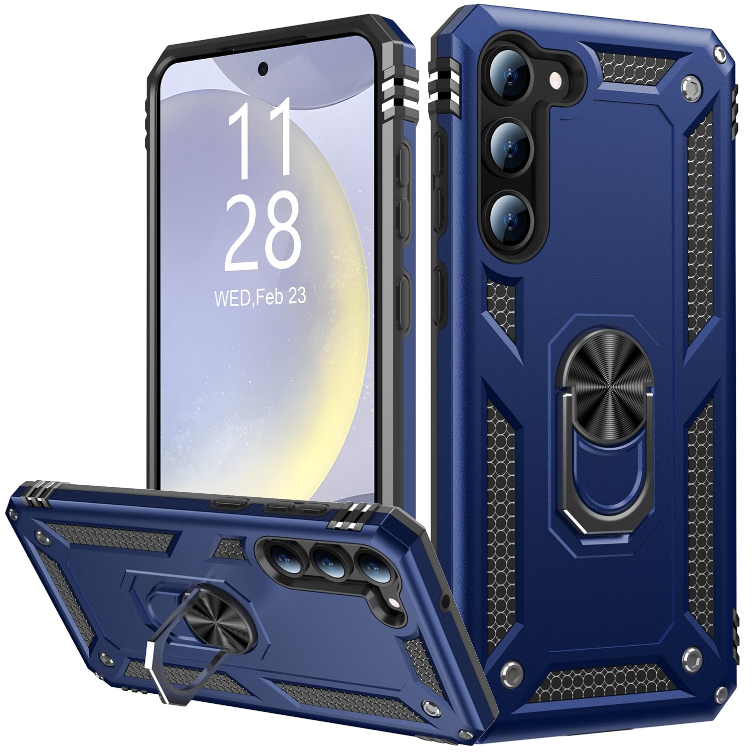 Ikazz For Galaxy S23 Case,Military Grade Shockproof Heavy Duty Protective Phone Cover Pass 16Ft Drop Test With Magnetic Kickstan
