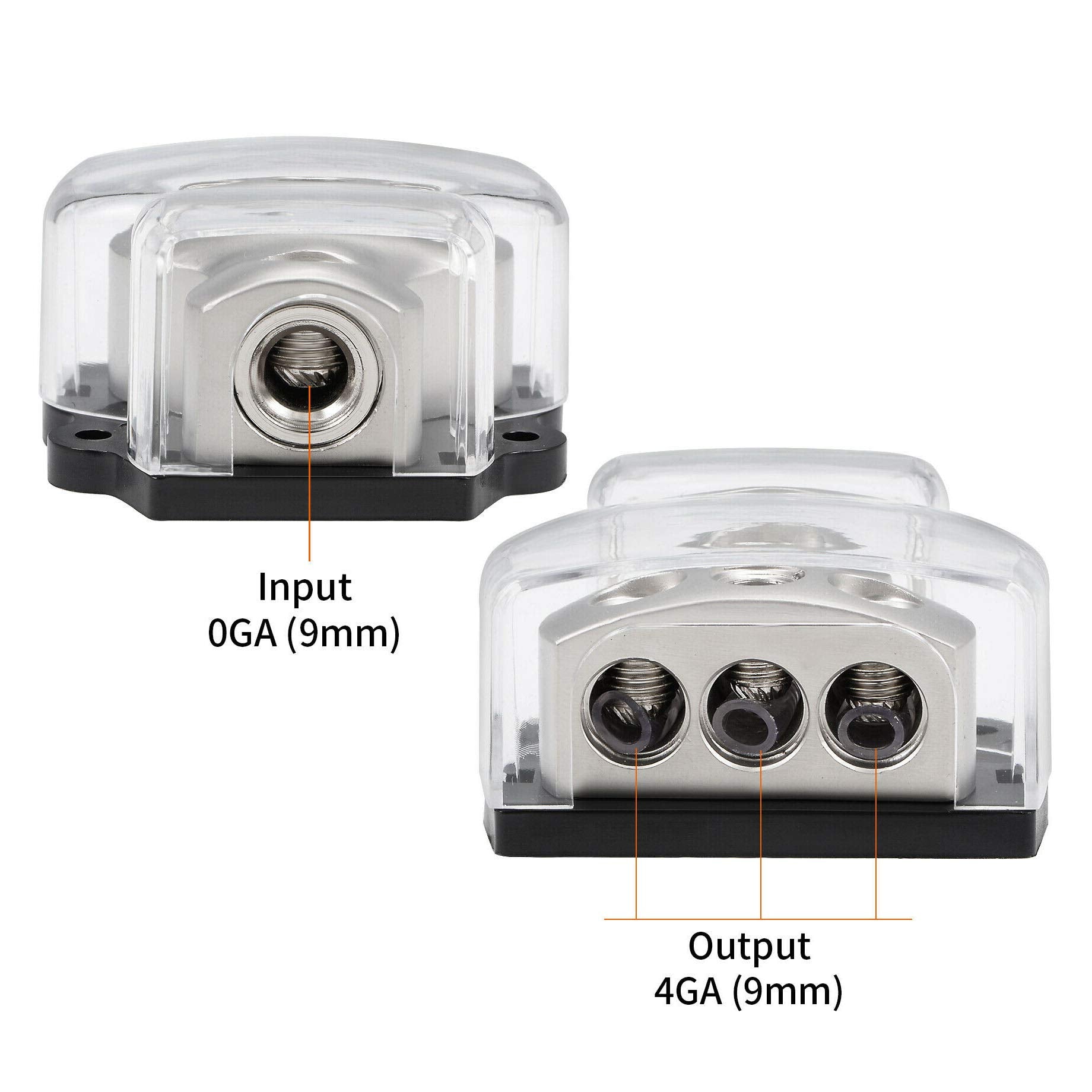 Vonsom 3 Way Power Distribution Block, 1X 0 Gauge In / 3X 4 Gauge Out Amp Power Distribution Ground Distributor Connecting Block