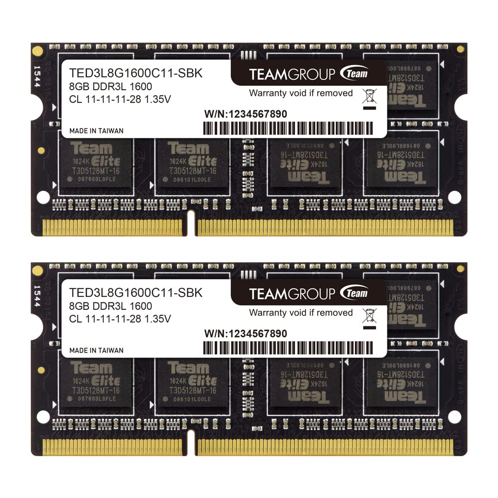 Teamgroup Elite Ddr3L 16Gb Kit (2 X 8Gb) 1600Mhz Pc3-12800 Cl11 Unbuffered Non-Ecc 1.35V Sodimm 204-Pin Laptop Notebook Pc Compu