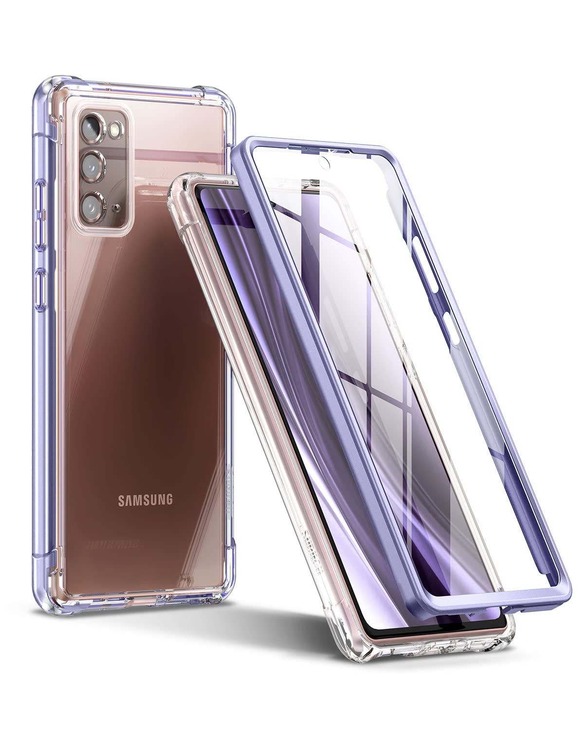 Suritch Clear Case For Galaxy Note 20 5G,[Built In Screen Protector] Full Body Protection Hard Shell+Soft Tpu Bumper Shockproof
