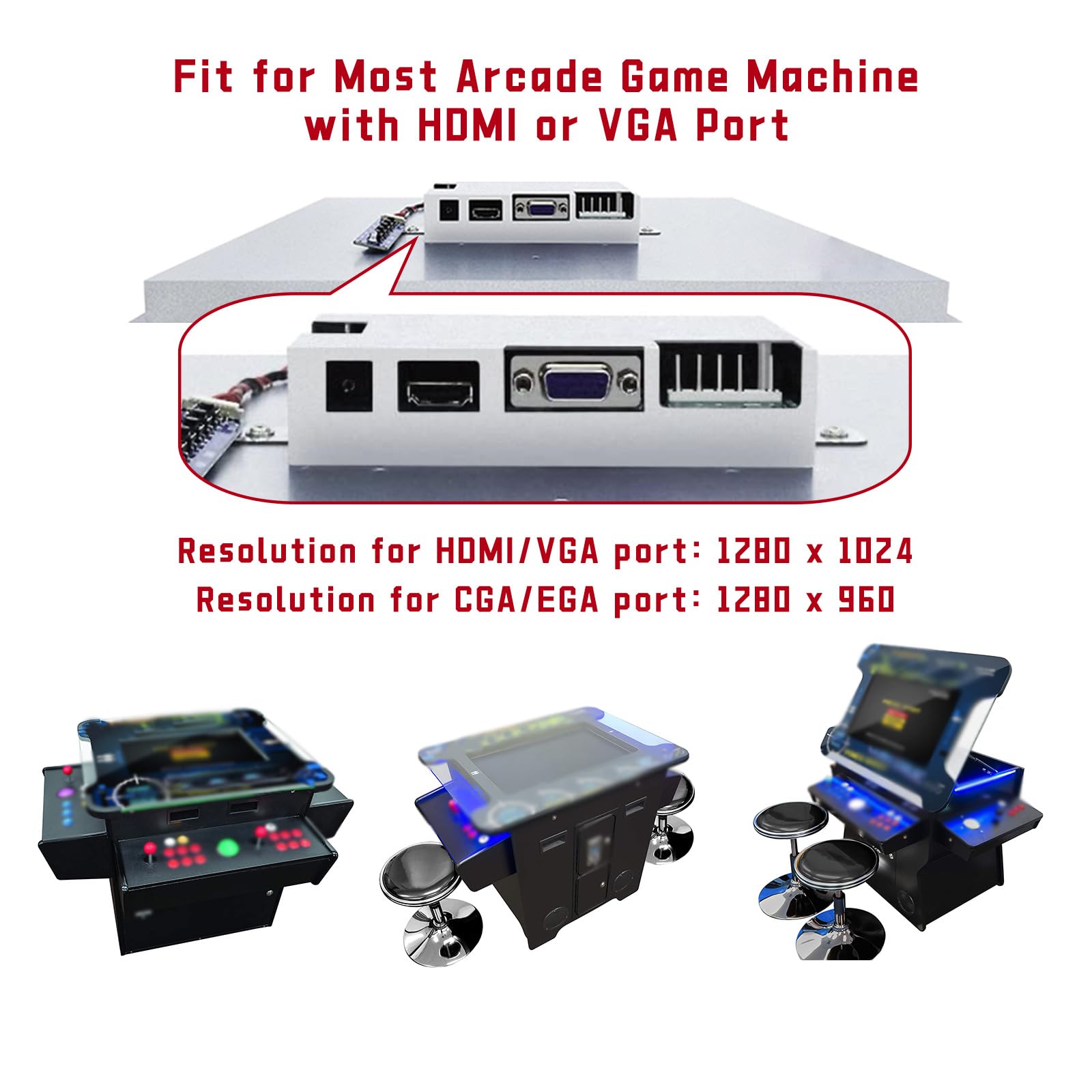 Unico 26 Inch Arcade Monitor, 4:3 Ratio Lcd Gaming Monitor For Hdmi/Vga/Cga/Ega Arcade Machine, Easy Install Monitor Arcade Acce