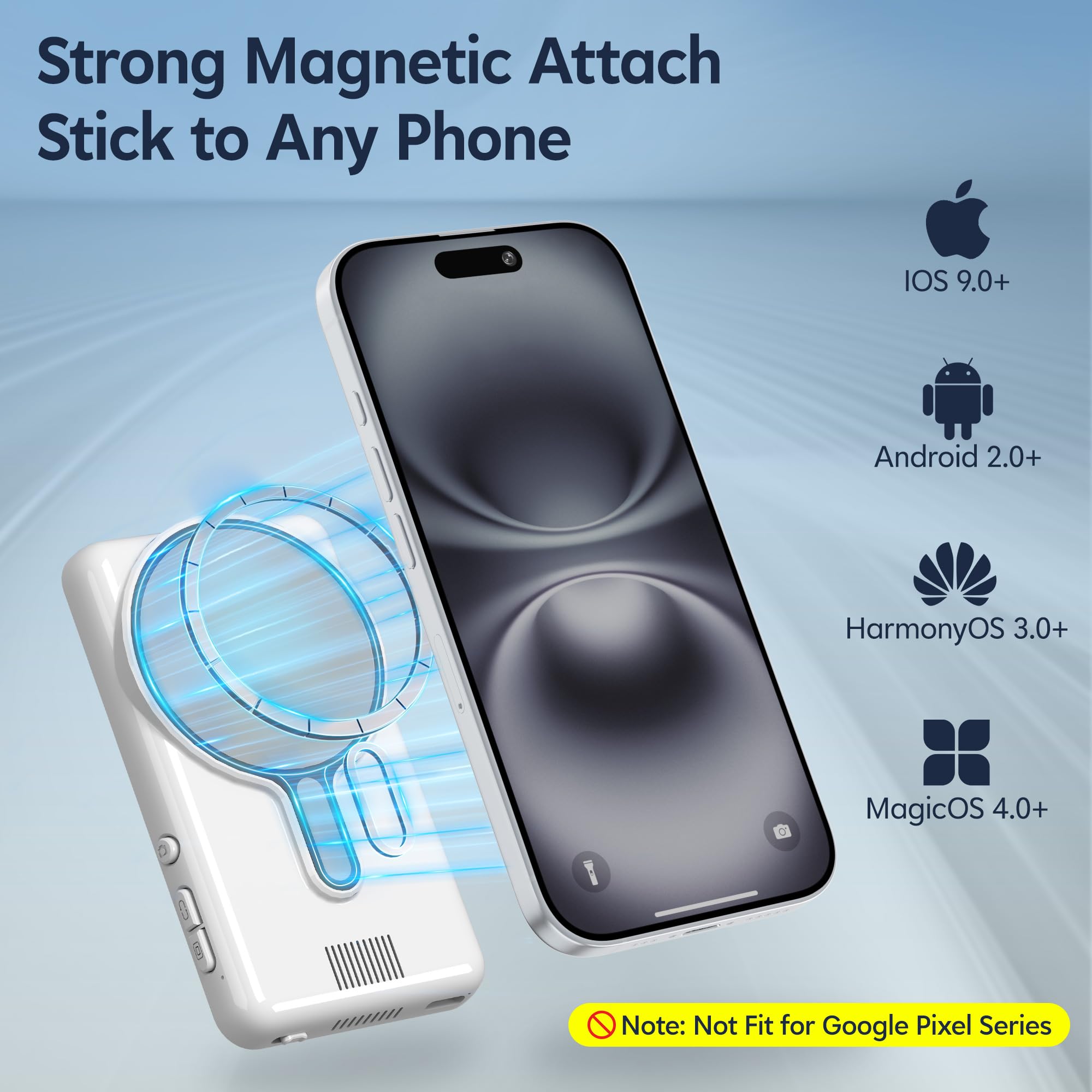 Peyako Vlog Selfie Monitor Screen For Iphone/Android, Magnetic Phone Back Camera Selfie Monitor Screen With Bluetooth Remote/Spe