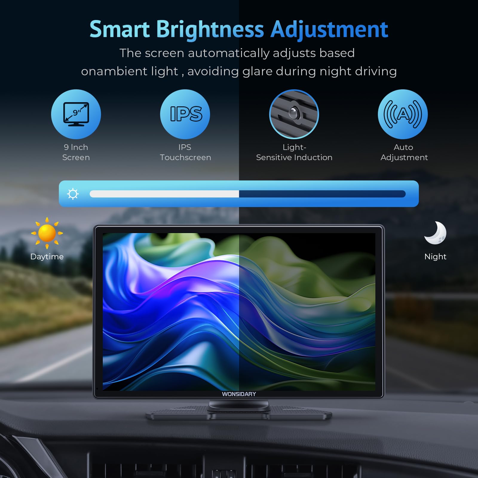 9'' Portable Wireless Carplay Screen For Car,Carplay Compatible With Apple Carplay & Android Auto With Phone Mirroring,Auto Brig