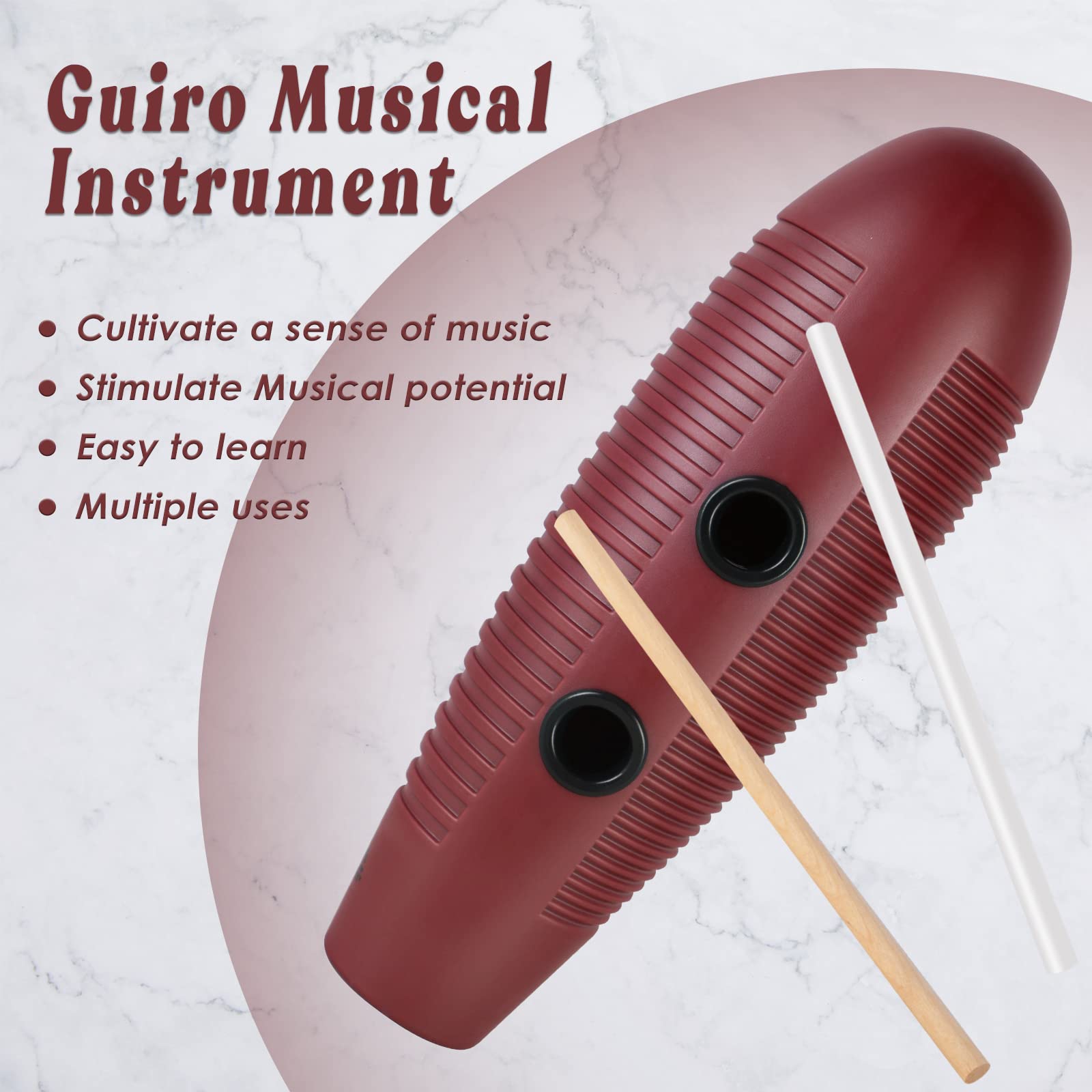 Eastrock Guiro Instrument 3.9''X13'' Fish Shaped Latin Percussion Instrument With 2 Scrapers Guiro Instrument Musical Training T