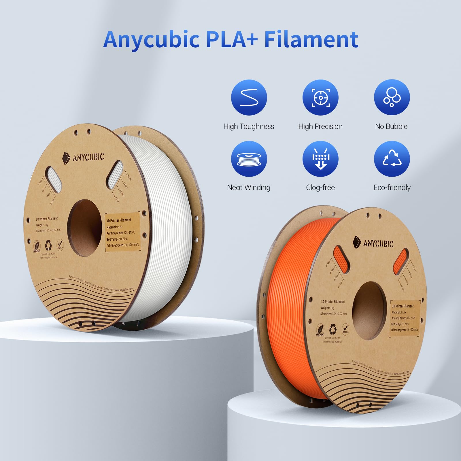 Anycubic Pla Plus (Pla+), Rfid 3D Printer Filament 1.75Mm Bundle, High Toughness, Dimensional Accuracy +/  0.02Mm, Print With Mo