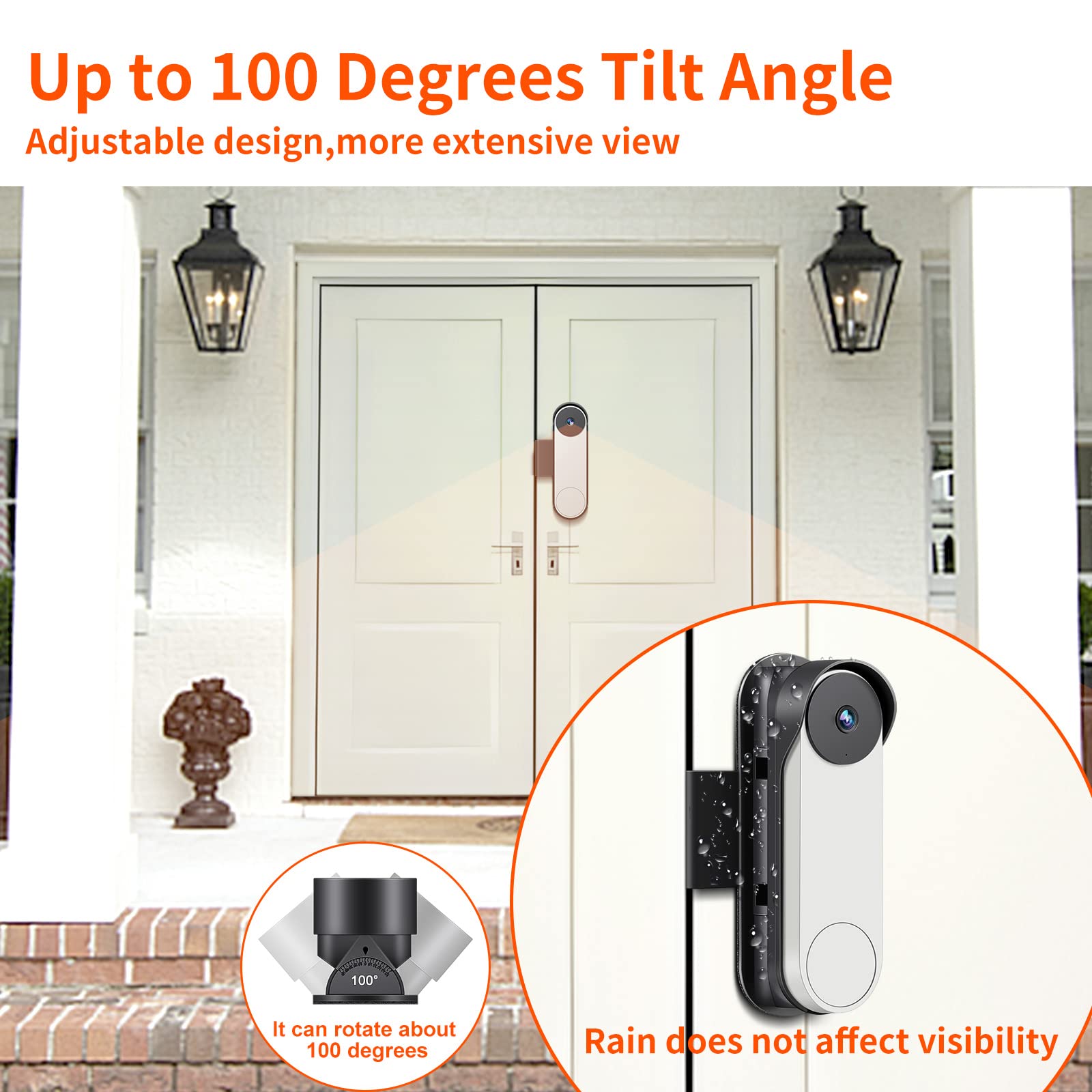 Google Video Doorbell Mount No Drill For Google Doorbell Camera Door Holder Cover Adjustable Mounting Bracket, Google Doorbell S