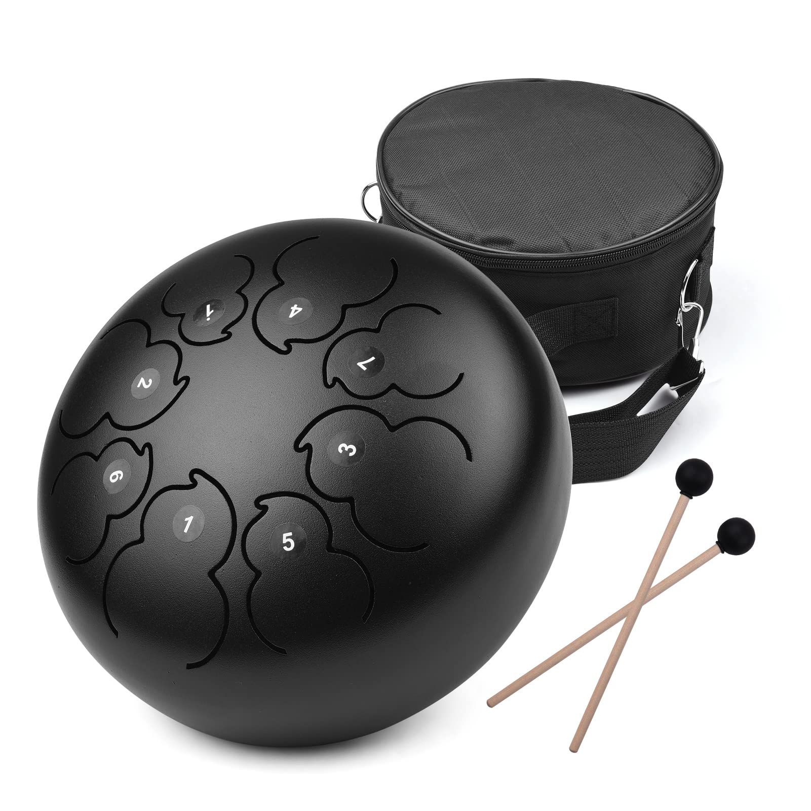 HUYAN 8inch 8Tone Steel Tongue Drum F Key Percussion Instrument Hand Pan Drum with Drum Mallets Carry Bag Music Book