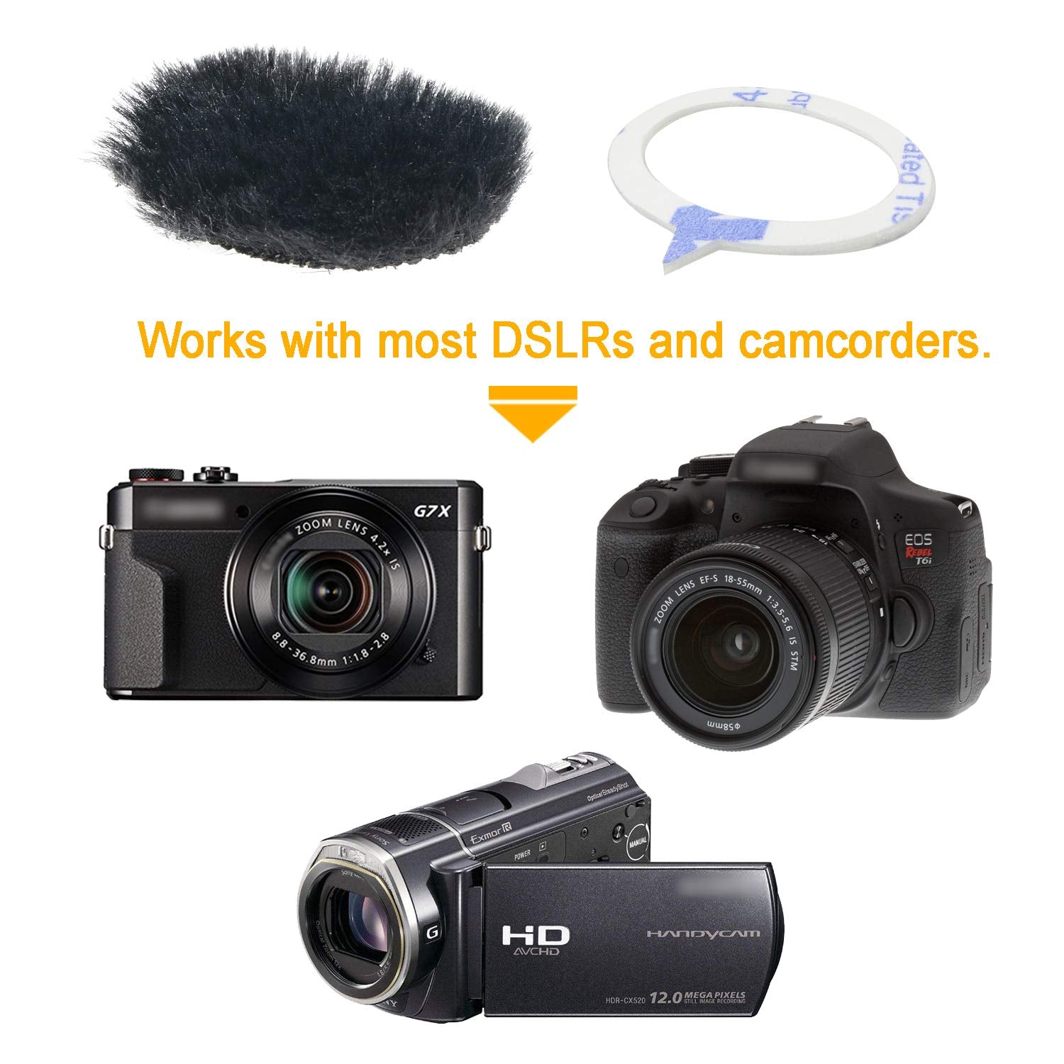 Sunmon Camera Mic Windscreen Dead Cat, Furry Camera Wind Muff Wind Cover For Canon G7X Mark Ii,Sony,Samsung,Etc Dslr Mic Outdoor