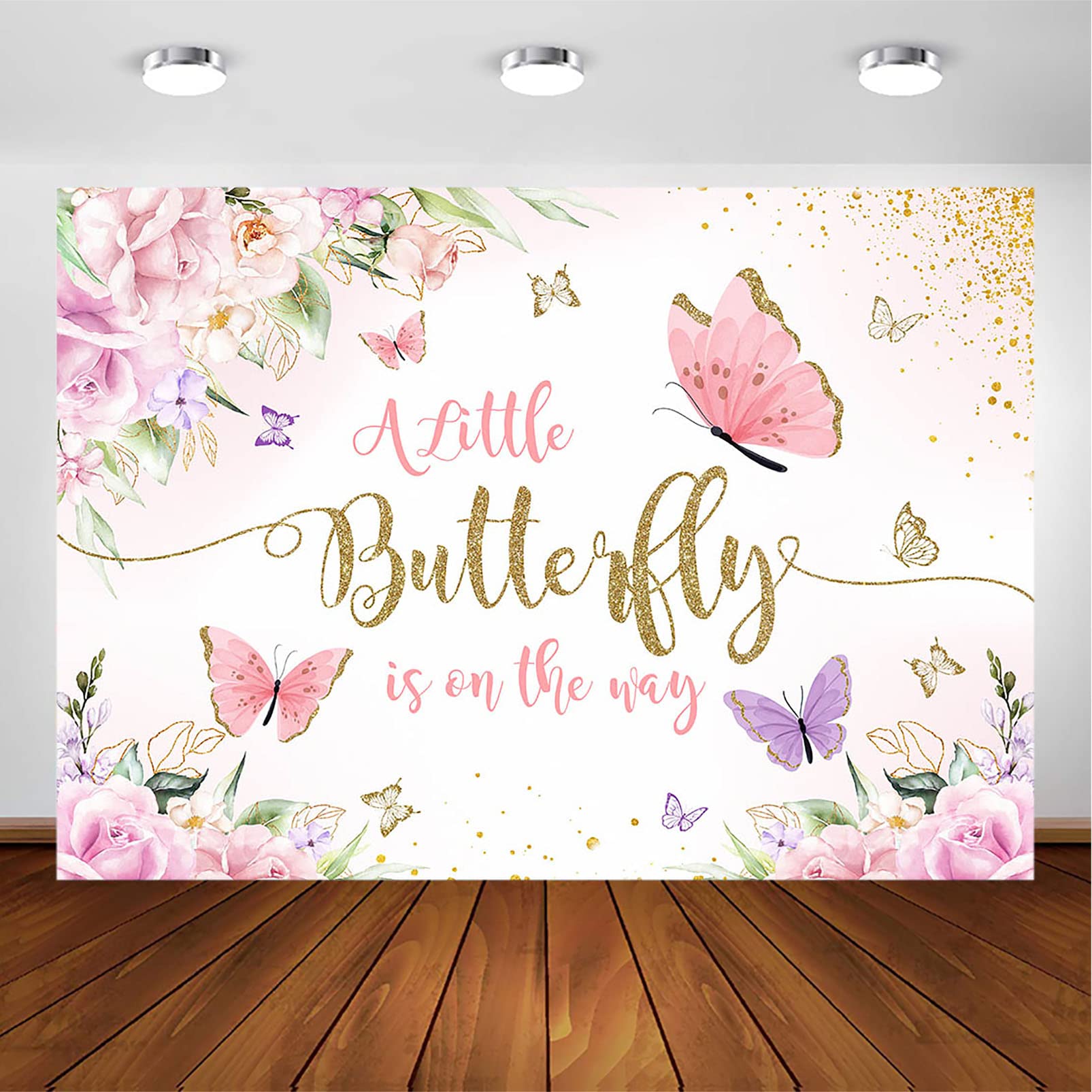 Avezano Butterfly Baby Shower Backdrop For Girl'S A Little Butterfly Is On The Way Princess Party Decorations Photography Backgr