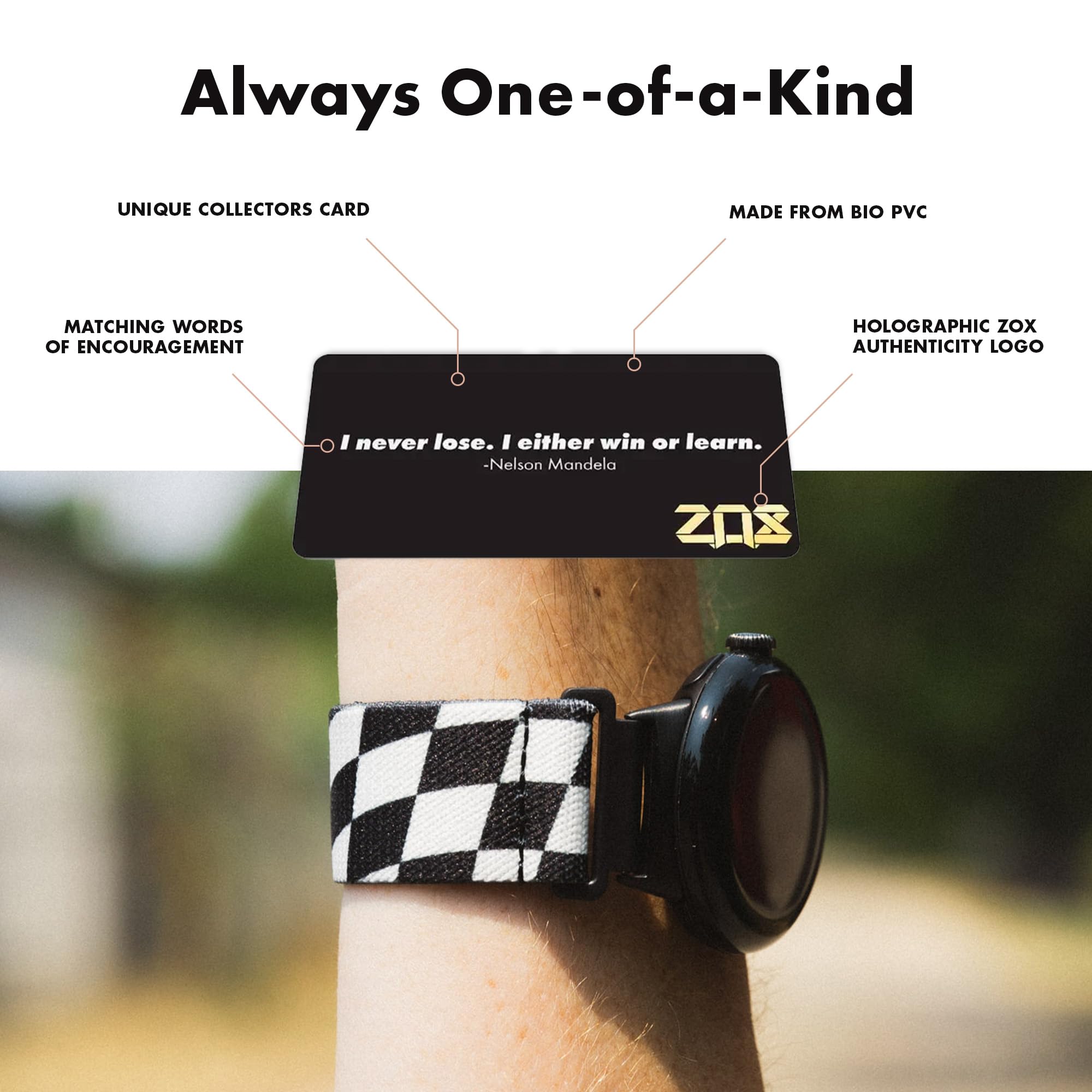 Zox Android Smart Watch Band - Go For It | Soft, Adjustable Elastic Band With Motivational Affirmations And Beautiful Artwork -