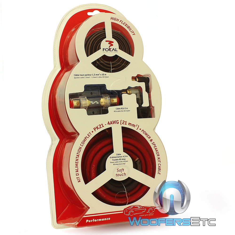 Pk21 - Focal 4 Awg (Gauge) Performance Series Power Amplifier Wiring Kit