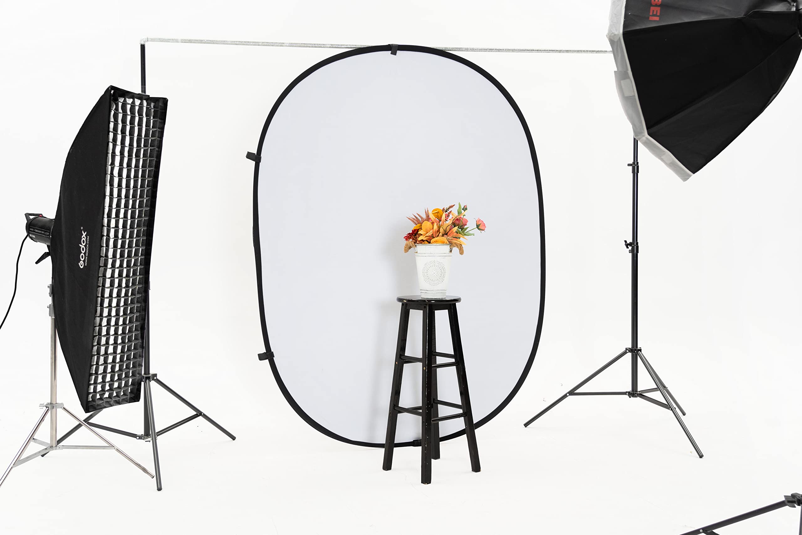 Kate Black White Collapsible Backdrop Pop Up Background Foldable Backdrop, For Portrait Photography, For Video Conference, 5X6.5
