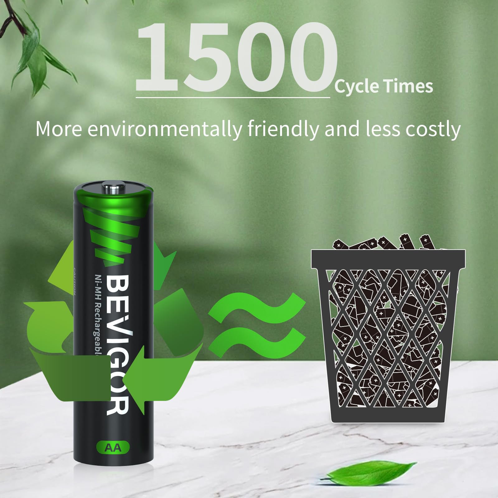 Bevigor 8 Pack Aa Rechargeable Batteries 1500 Cycle, 2800 Mah High Capacity 1.2V Nimh Rechargeable Aa Batteries Low Self Dischar