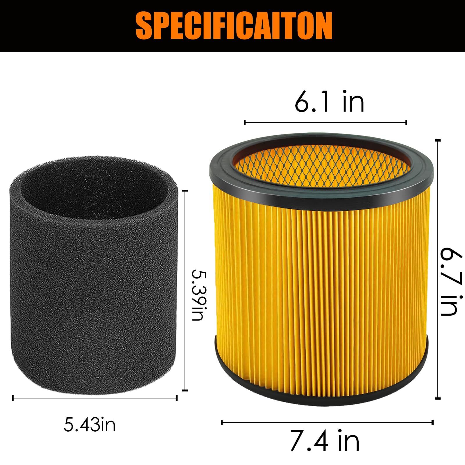 Lvjusen Replacement Filter For Vacmaster 5 20 Gallon/Hart Shop Vacuum 5 17 Gallon, Replaces Hart Vcfs 3701 Filter/Vcff Filter, F