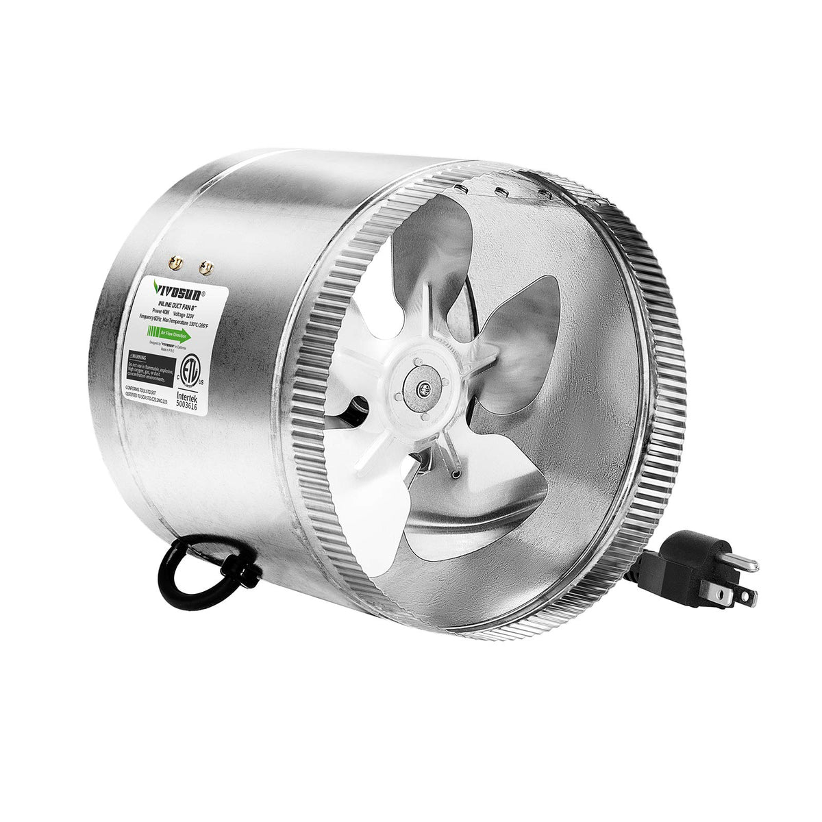 Vivosun 8 Inch Inline Duct Fan 420 Cfm, Hvac Exhaust Ventilation Fan With Low Noise For Basements, Bathrooms, Kitchens And Attic
