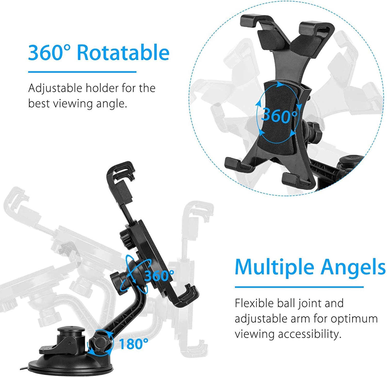 Linkstyle Car Tablet Holder, Suction Cup Car Ipad Holder Dashboard Windshield Tablet Car Mount For 7 10.5In Tablets