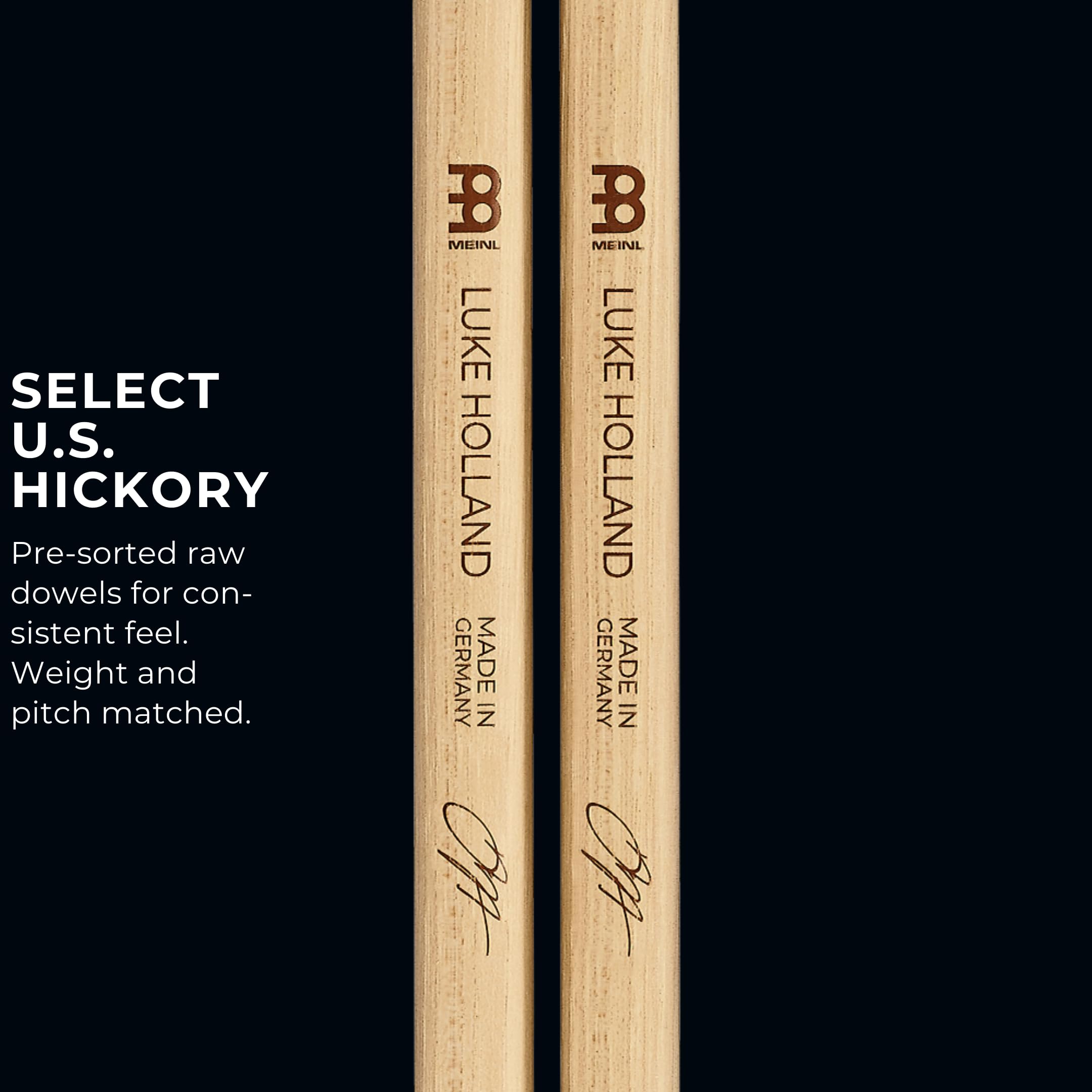 Meinl Stick & Brush Drumsticks, Luke Holland Signature   American Hickory With Round Shape Wood Tip   Made In Germany (Sb600)