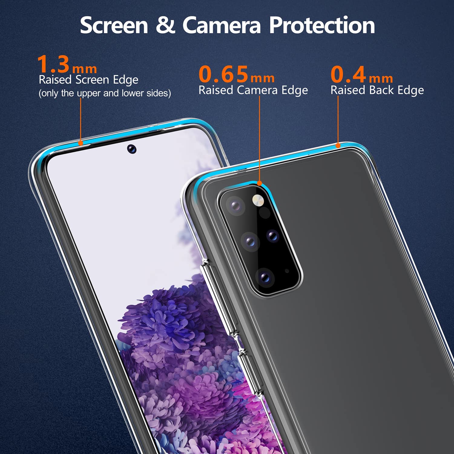Rayboen Samsung Galaxy S20 Plus 5G Phone Case Crystal Clear Shockproof Hard Plastic Back Soft TPU