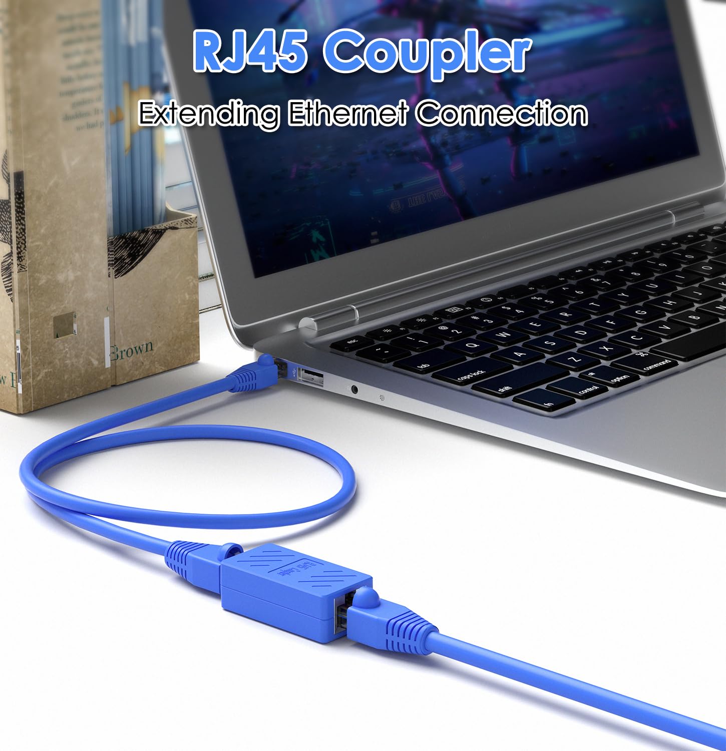 Oneme Ethernet Cable Extender,Rj45 Coupler, Extender Connector   Ethernet Coupler Female To Female (Blue 10 Pack)