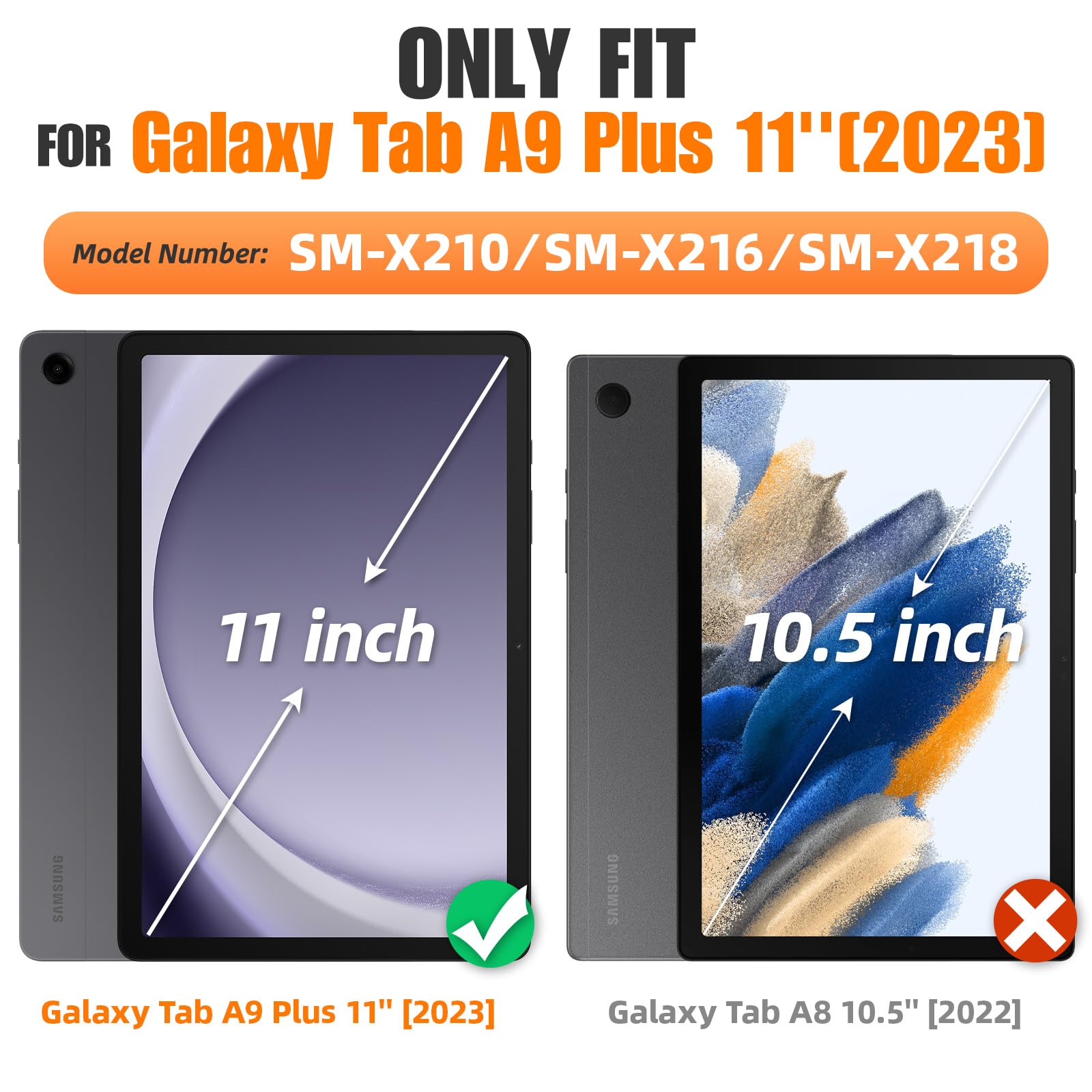 Seymac Stock 360 Hand Strap Shockproof Case For Samsung Galaxy Tab A9 Plus 11 Inch, Green+Black