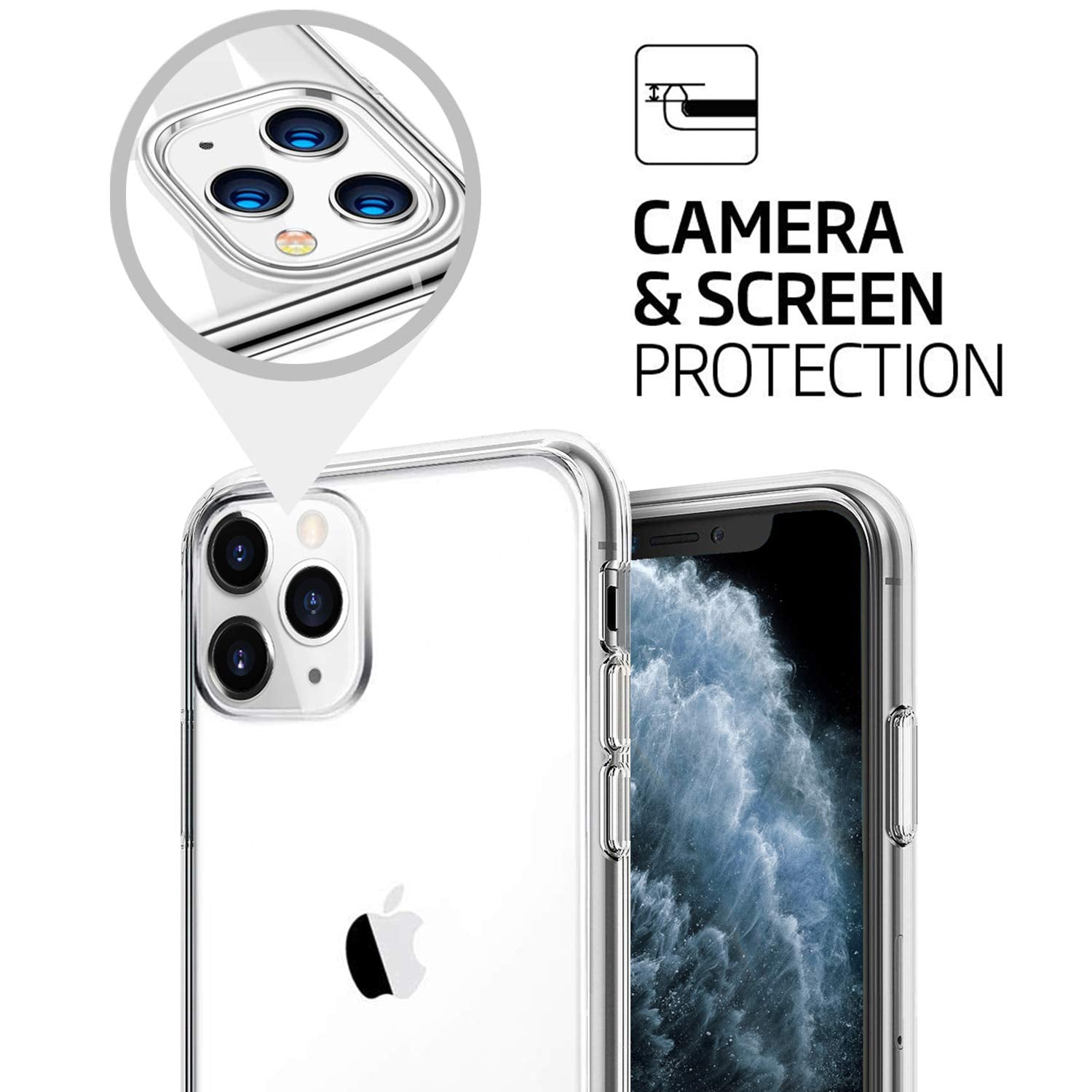 Tenoc Phone Case Compatible With Iphone 11 Pro Max, Clear Case Shockproof Protective Bumper Slim Cover For 6.5 Inch