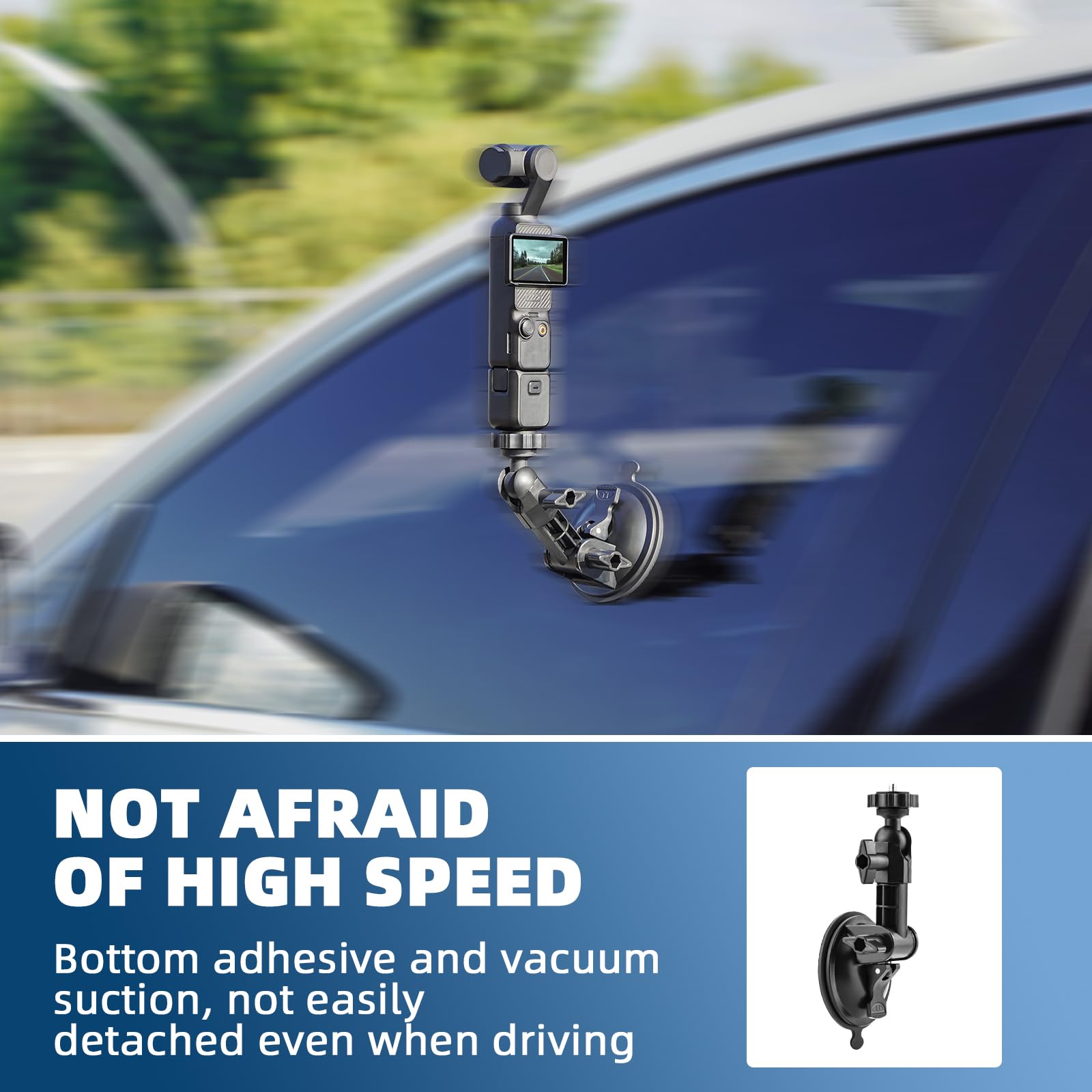 Brdrc Pocket 3 Suction Cup Mount, Windshield Window Dash Holder Kit With Expansion Adapter For Insta360 X3 X4 X2 Go 3S For Gopro