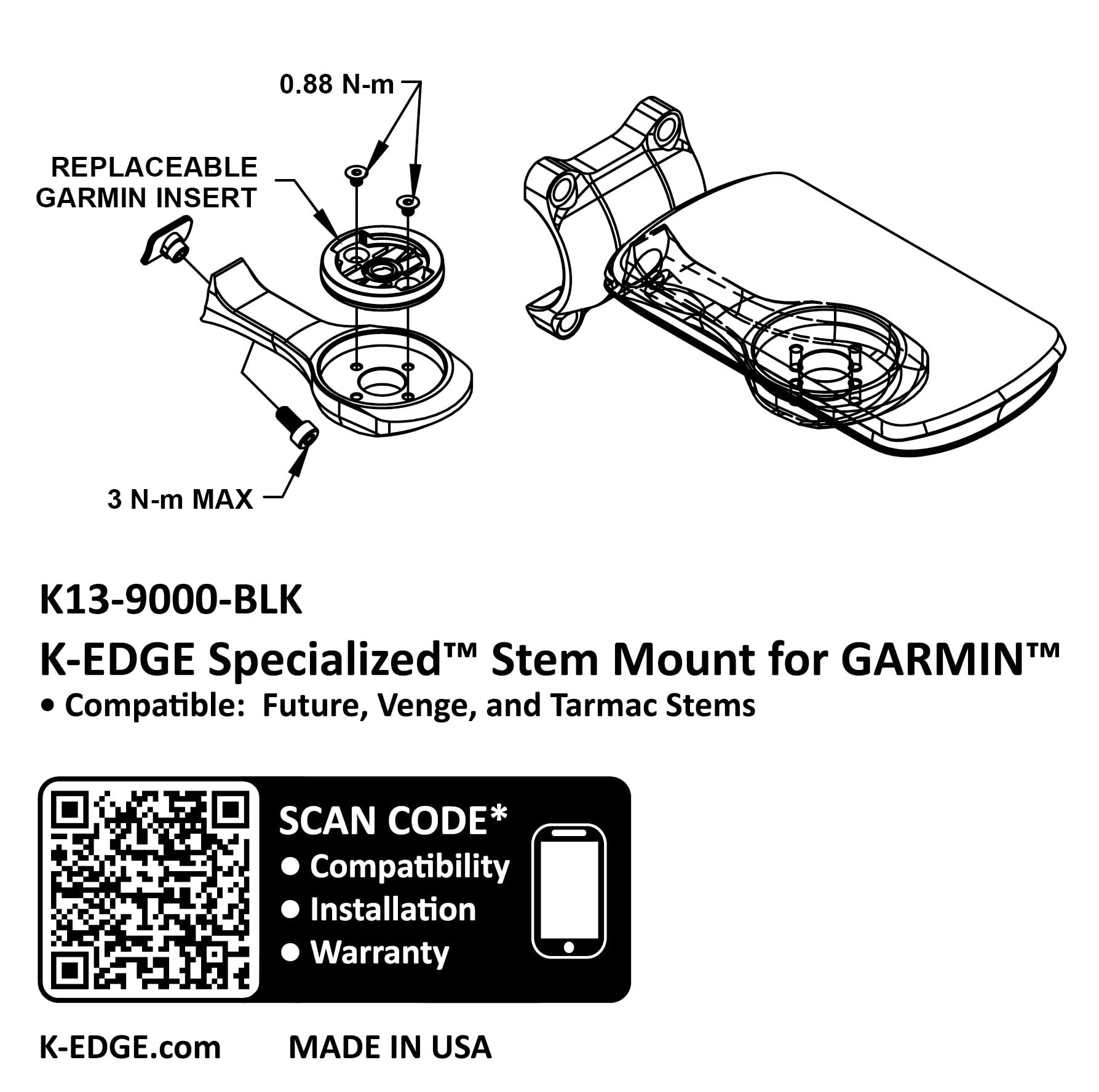 K-Edge Future Computer Mount For Specialized Stems And Handlebars (Garmin Mount)