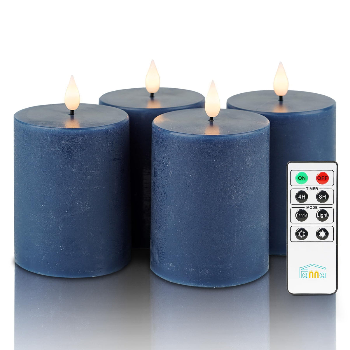 Fanna Flameless Pillar Candles With Timer In Real Wax For Advent And Christmas, Battery Operated Led Candles With Remote, 8 Batt