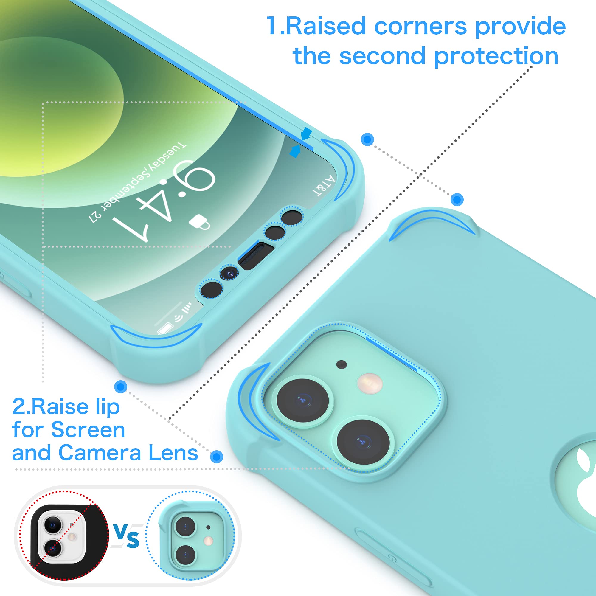 Oretech For Iphone 12 Case/Iphone 12 Pro Case With [2 X Tempered Glass Screen Protector] 360 Heavy Duty Hard Pc Bumper Phone Cov