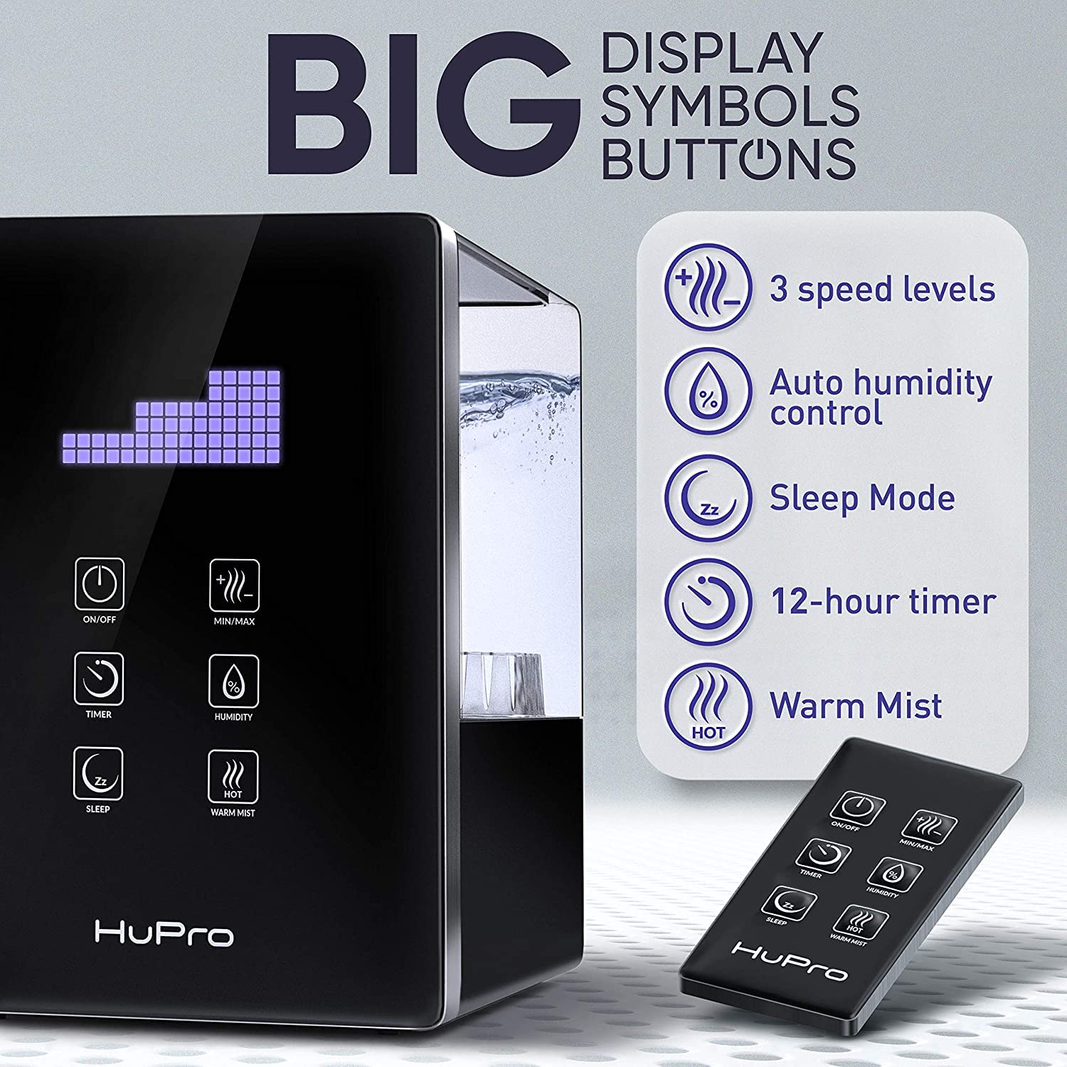 Top Fill Cool Mist & Warm Mist Humidifier For Large Room Home Bedroom Living Room 6L Big Capacity, Air Ultrasonic Humidifiers Wi