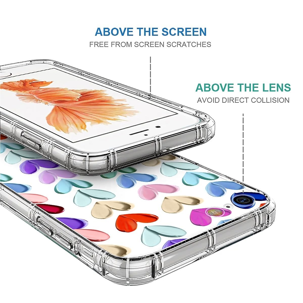 Tamefox Case Compatible With Clear Iphone 15 Plus,Oil Painted Heart Slim-Fit Shock-Resistant Raised Bezel Camera Protection Desi