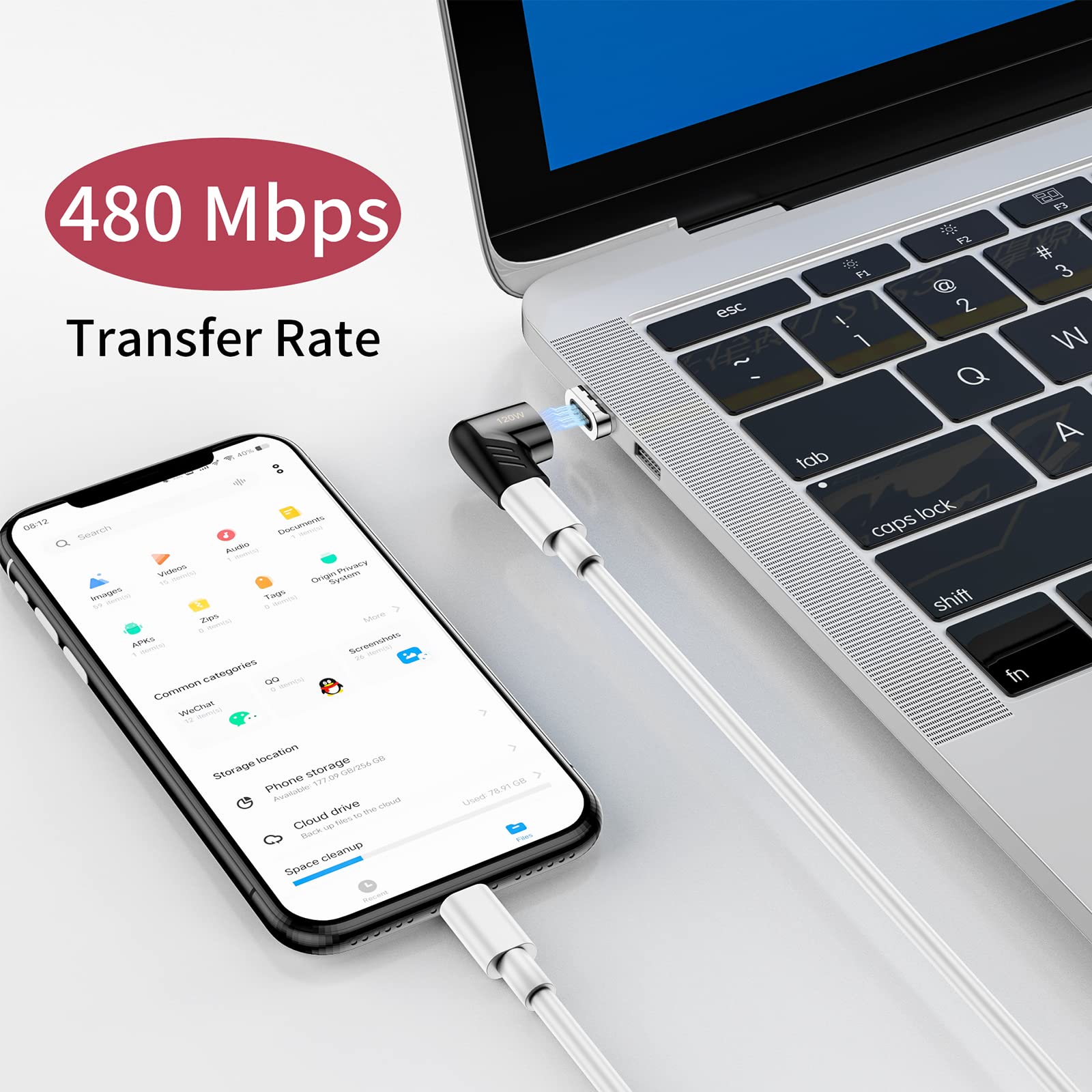 Usb C Magnetic Adapter,(2 Pack) Magnetic Usb C Adapter,Pd 120W Fast Charge,480Mbps Transfer Speed,Compatible With Macbook,Usb C