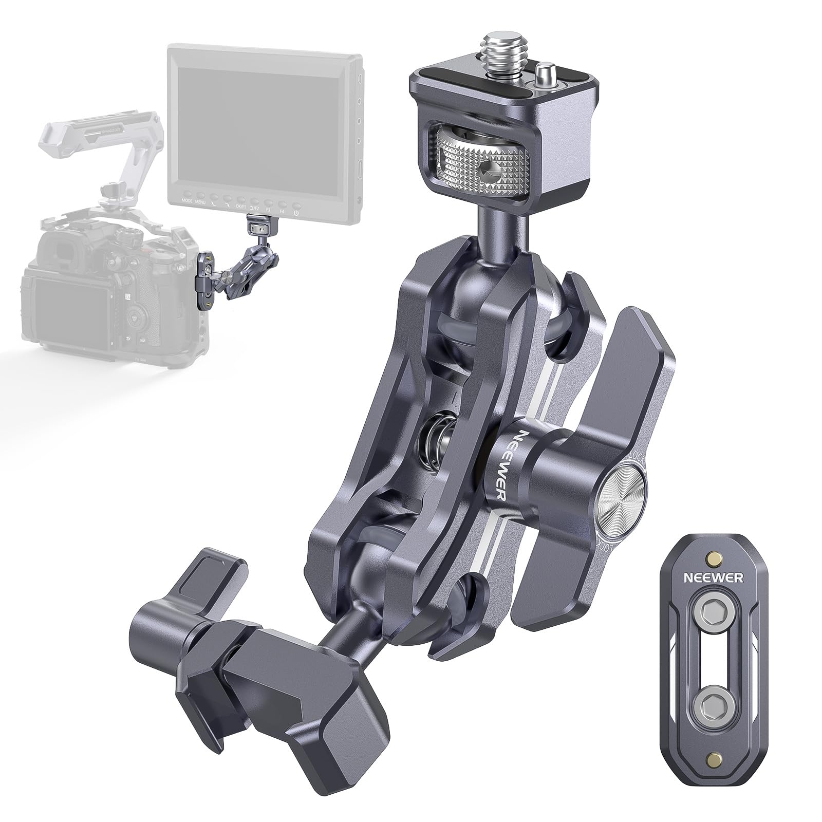 Neewer Lightweight Magic Arm, Articulating Friction Arm With 1/4'' Screw & Nato Clamp, Retractable Anti Twist Locating Pin, 360