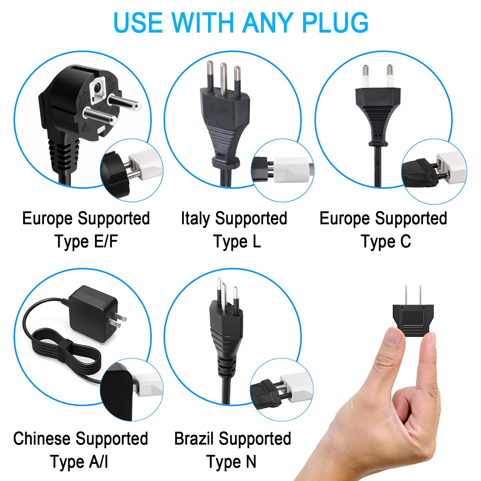 European To Us Travel Plug Adapter  6 Pack Europe To Us Plug Adapter, European To American 220V To 110V Converter, Travel Adapte