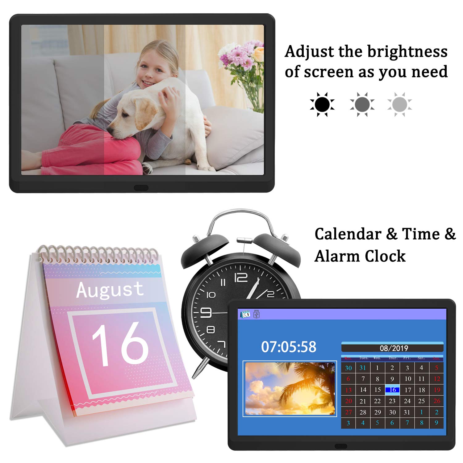 Atatat 10 Inch Digital Frame With Ips Screen Digital Photo Frame Adjustable Brightness, Support Sleep Mode Photo Deletion,1080P Video, Music,Slideshow,Remote, Digital Picture Frame