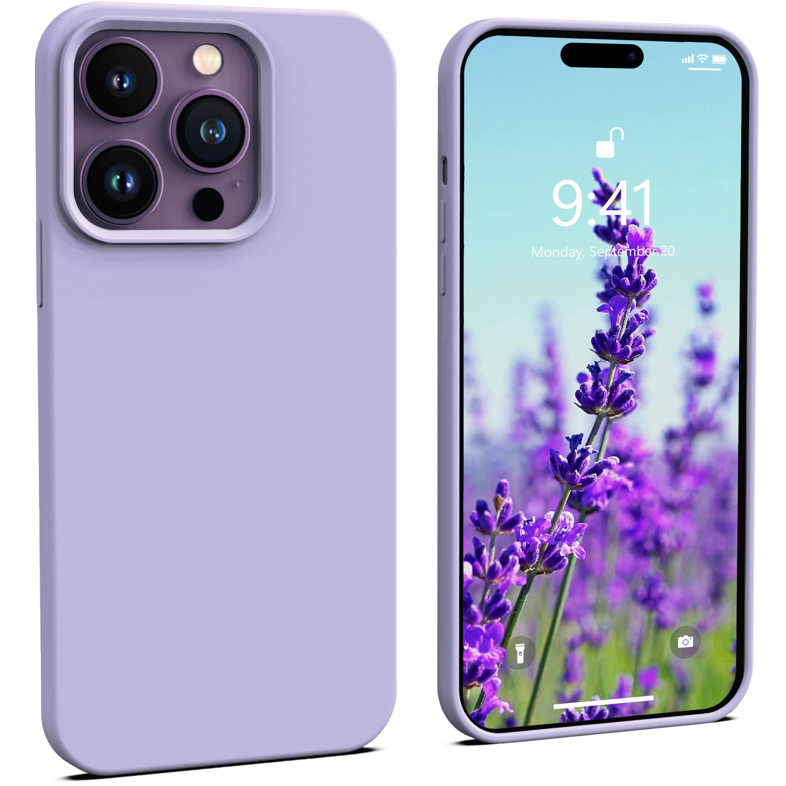 Icesword Iphone 14 Pro Case Purple (2022), Liquid Silicone Case Phone Cover Slim Protective, Soft Anti Scratch Microfiber Lining