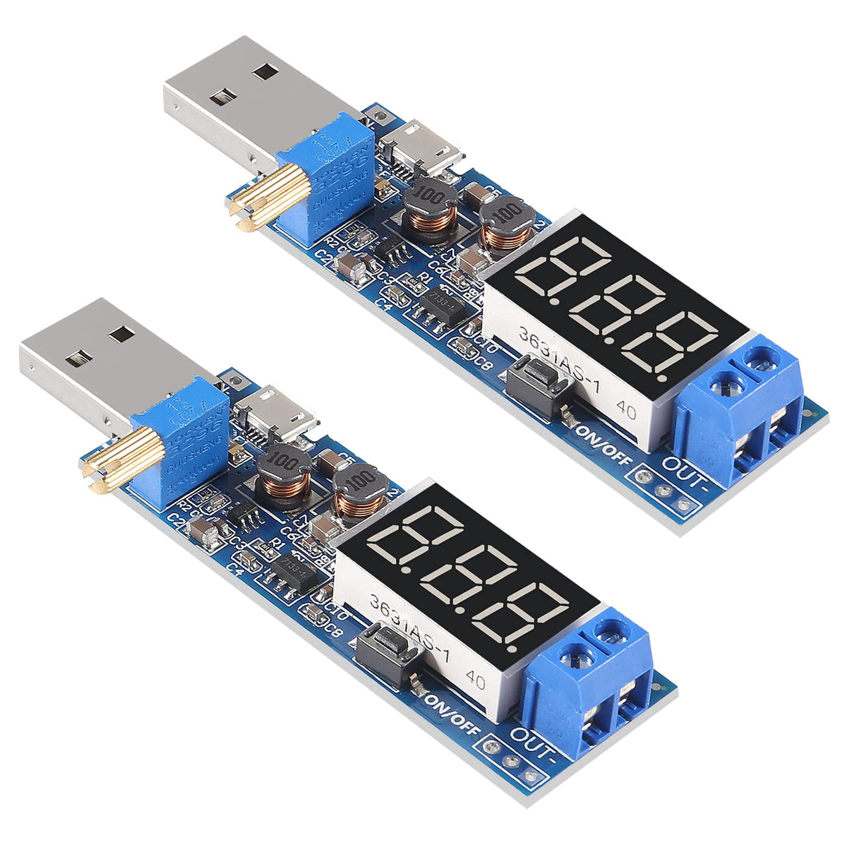 2Pcs Usb Step Up/Down Power Supply Module, Adjustable Dc Dc 5V To 3.5V / 12V Boost Buck Converter Out Dc 1.2V 24V