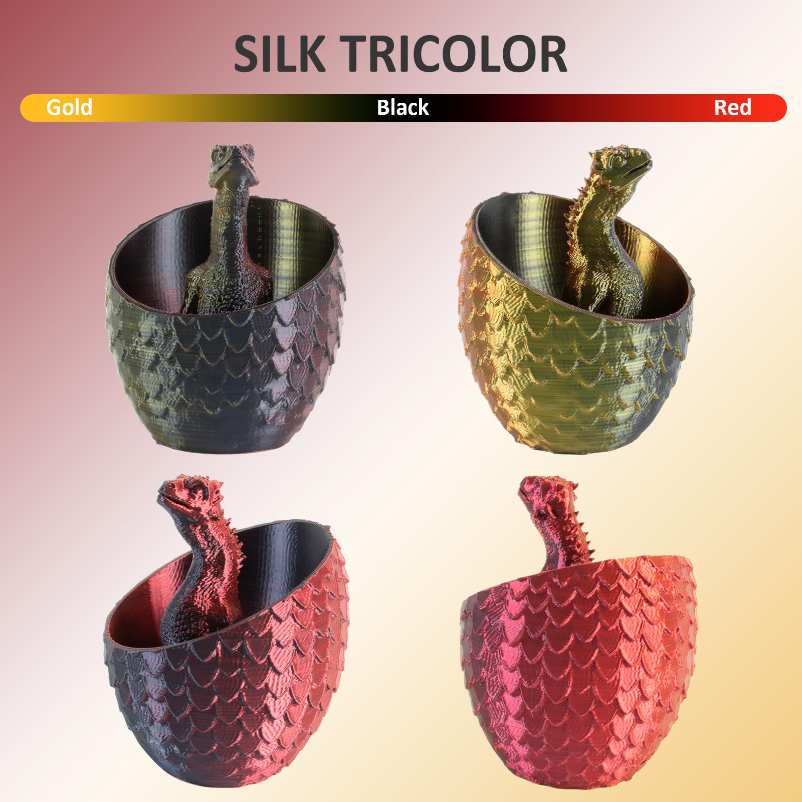 Giantarm Tri Colors Silk Pla Filament, Shiny Pla 3D Printer Filament 1.75Mm +/ 0.03Mm, 1Kg (2.2Lbs) Spool, Vacuum Packaging (Red