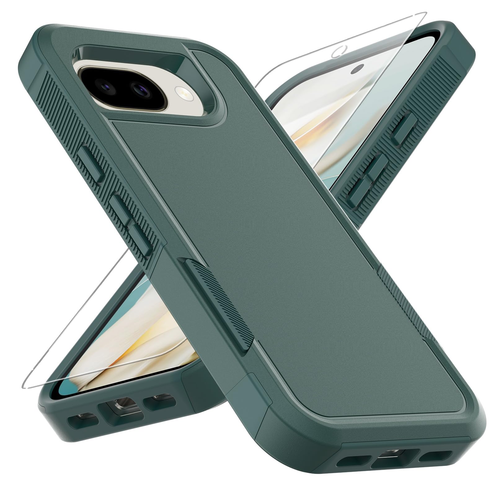 for Pixel 10A Case, [Military Grade Drop Tested] with HD Screen Protector, Dual Layer Protective Heavy Duty Cell Phone Cover Non
